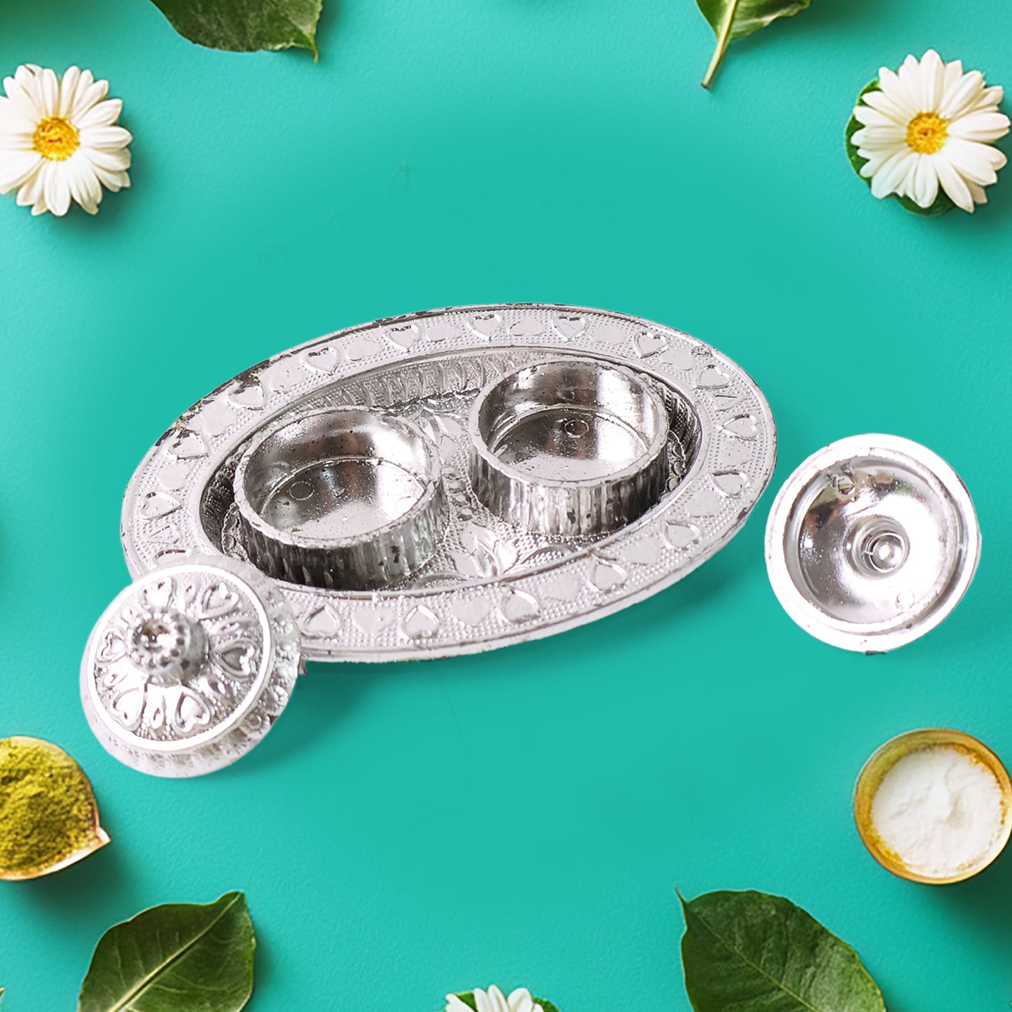 Oval Shape Special Puja Thali (1 Pc  Mix Design) - Happy Price - Image 3