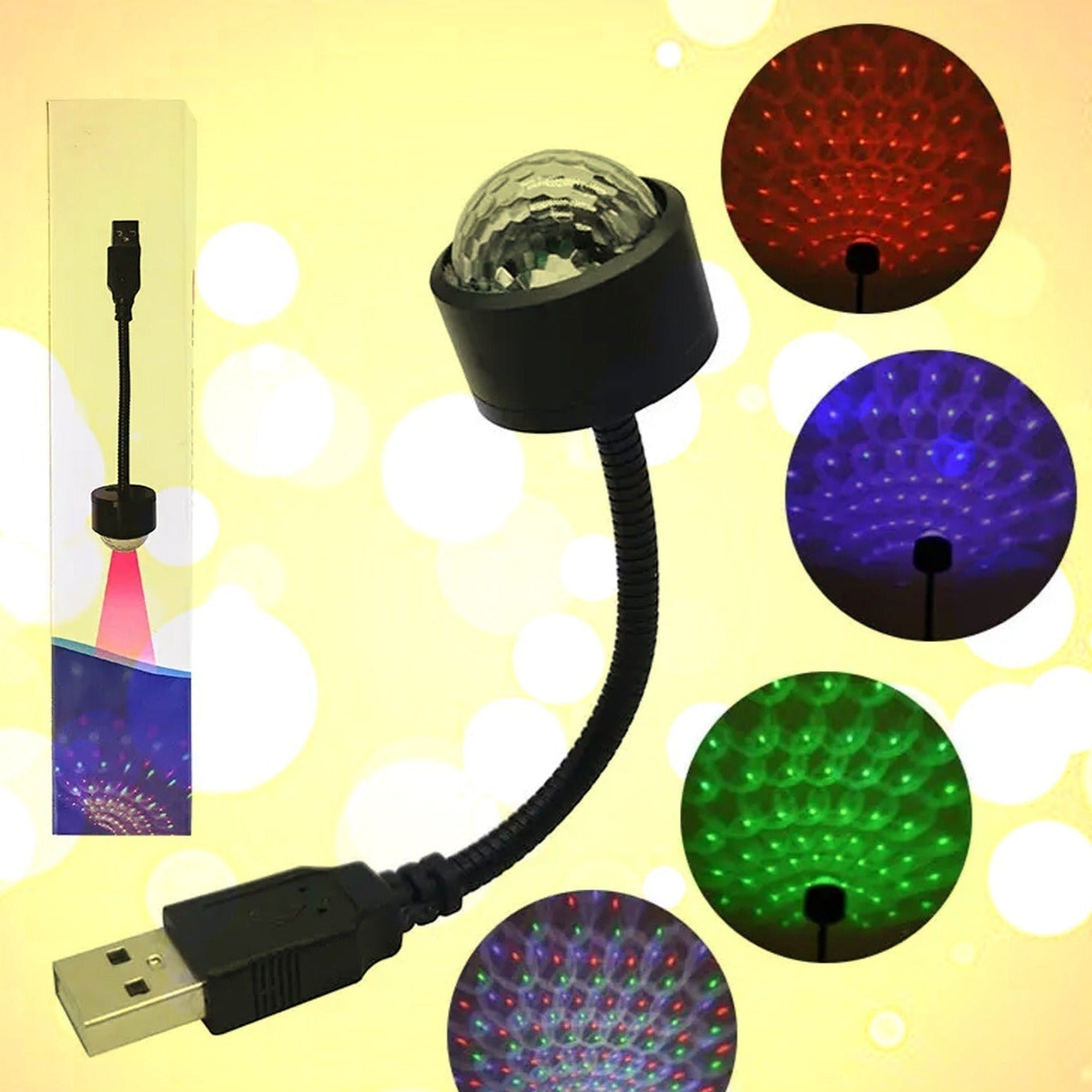 Usb Star Night Light Projector And Mini Disco Ball Light Adjustable Auto Roof Interior Car Ceiling Lights Flexible Atmosphere Strobe Light Decorations For Bedroom Car Party Ceiling - Happy Price - Image 1