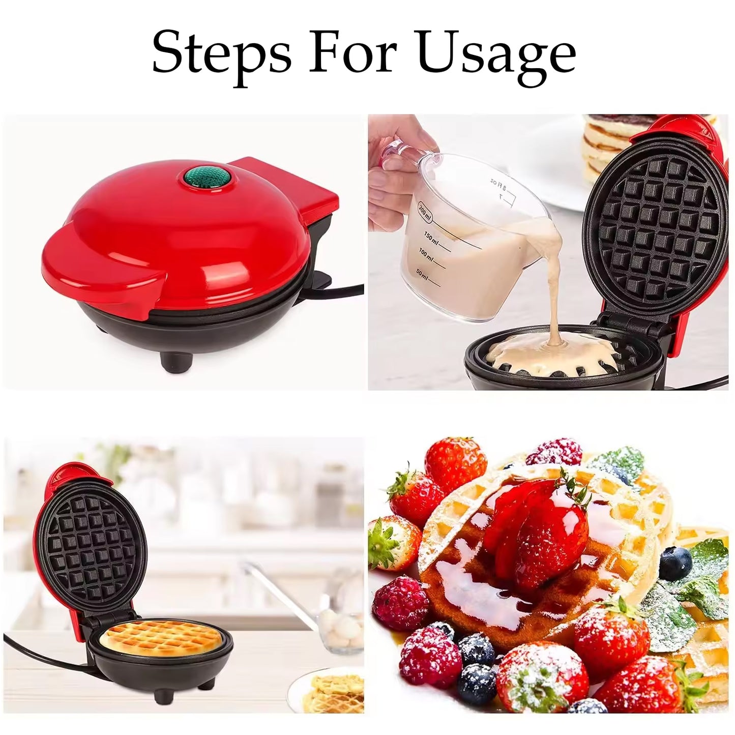 Mini Waffle Maker Machine Waffle Iron Home Appliances Kitchen Gift Easy To Clean On-stick Surfaces Perfect Breakfast Dessert Sandwich Pan Cakes Paninis Other Snacks Machine - Happy Price - Image 3