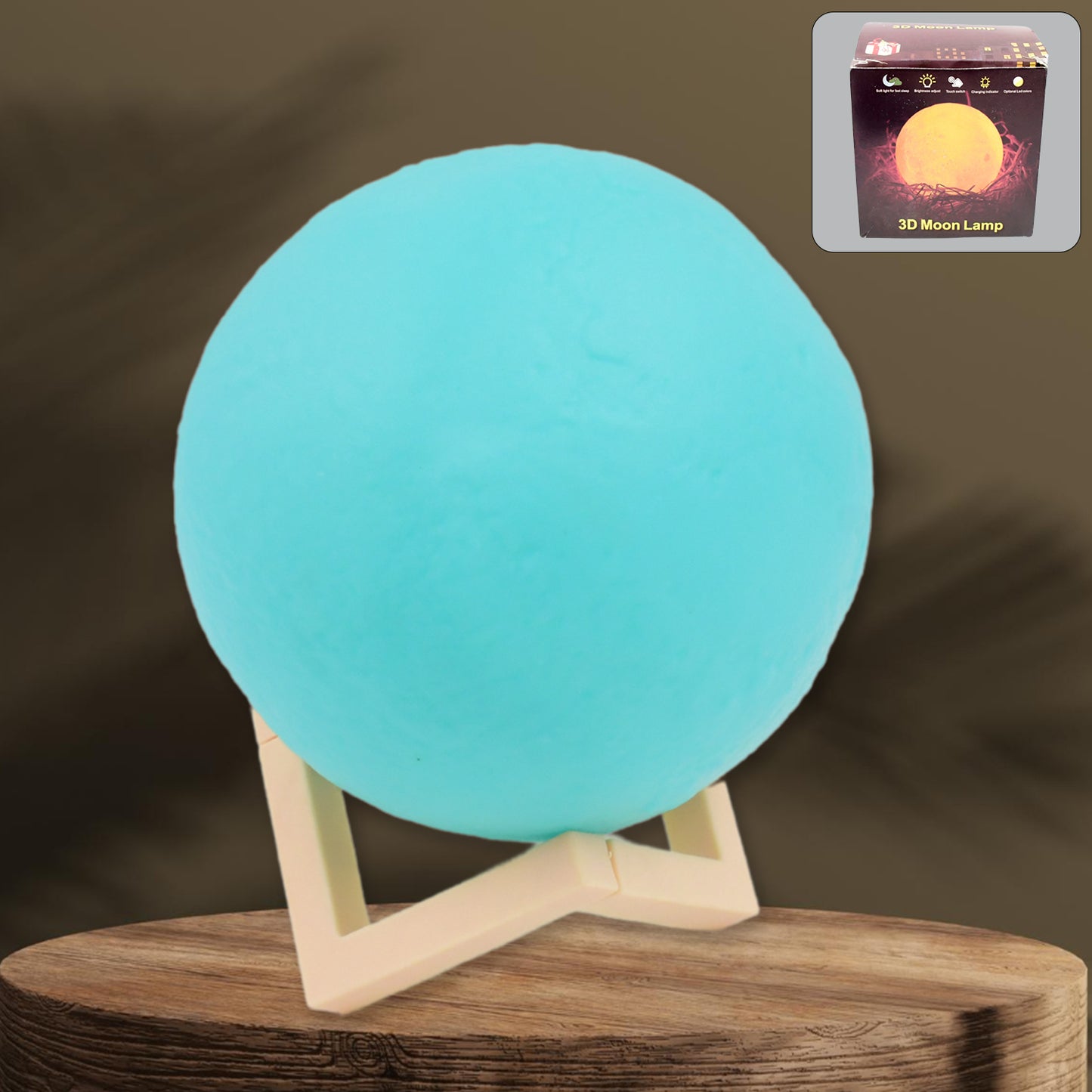 Moon Night Lamp Blue Color With Plastic Stand (15 X12 Cm 1 Pc) - Happy Price - Image 2