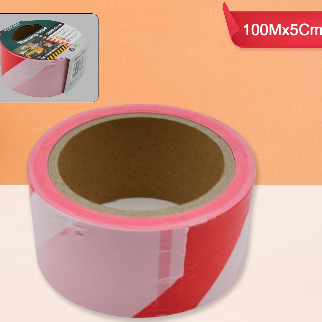 Safety Warning Tape Construction Barrier Tape Non-adhesive (100mx5cm) - Happy Price - Image 1