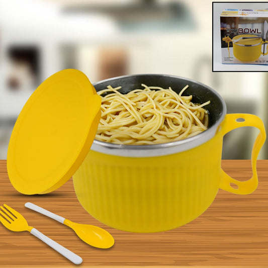 Maggie Bowl With Lid And Handle Soup Bowls For Easy Perfect Breakfast Cereals Fruits Ramen Beverages Essentials Dishwasher Safe Double Layer - Happy Price - Image 1