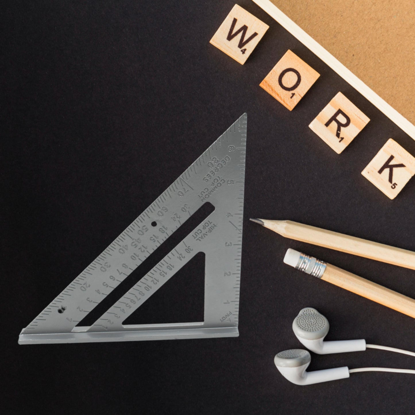 Double Side Scale Triangle Measurement Hand Tool 45 Degree Triangle Ruler Home For Industry Aluminum Alloy Rafter Square 7-inch Length - Happy Price - Image 2