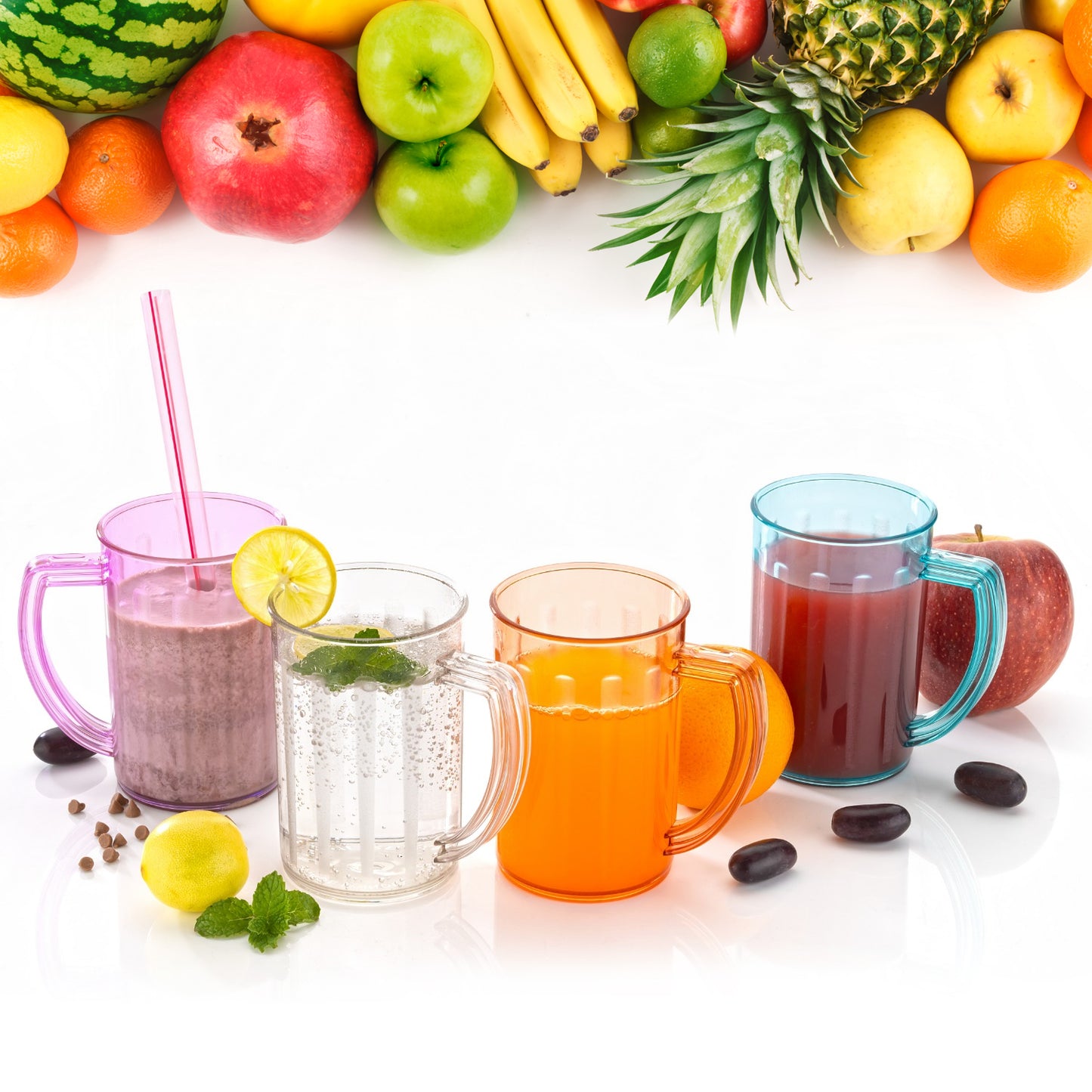 Stylish Juice Glass With Handle Water Glass Beer Glass Milk Shake Glass Multipurpose Glass Plastic Beer Mug Unbreakable Beer Tasting Glasses Clear Juice Glasses Suitable For Kids (2 Pc) - Happy Price - Image 5