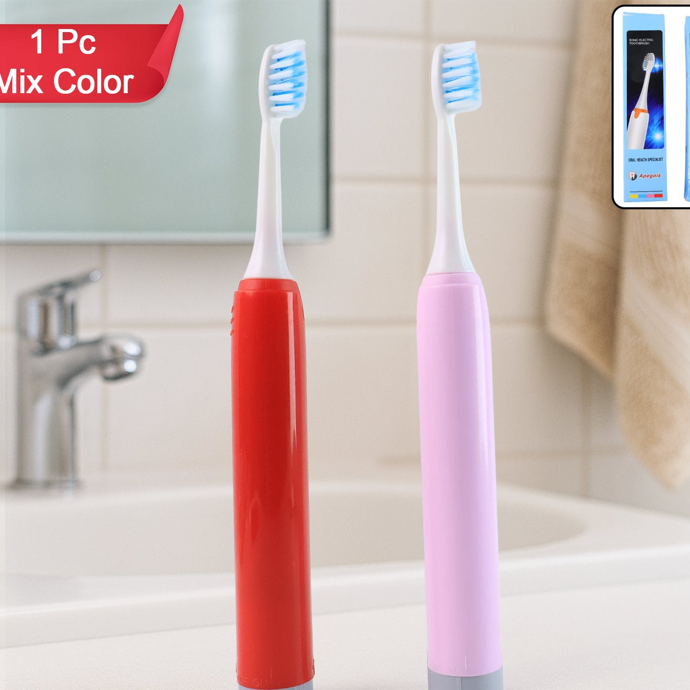 Battery-operated Electric Toothbrush With Replaceable Head (1 Pc) - Happy Price - Image 1