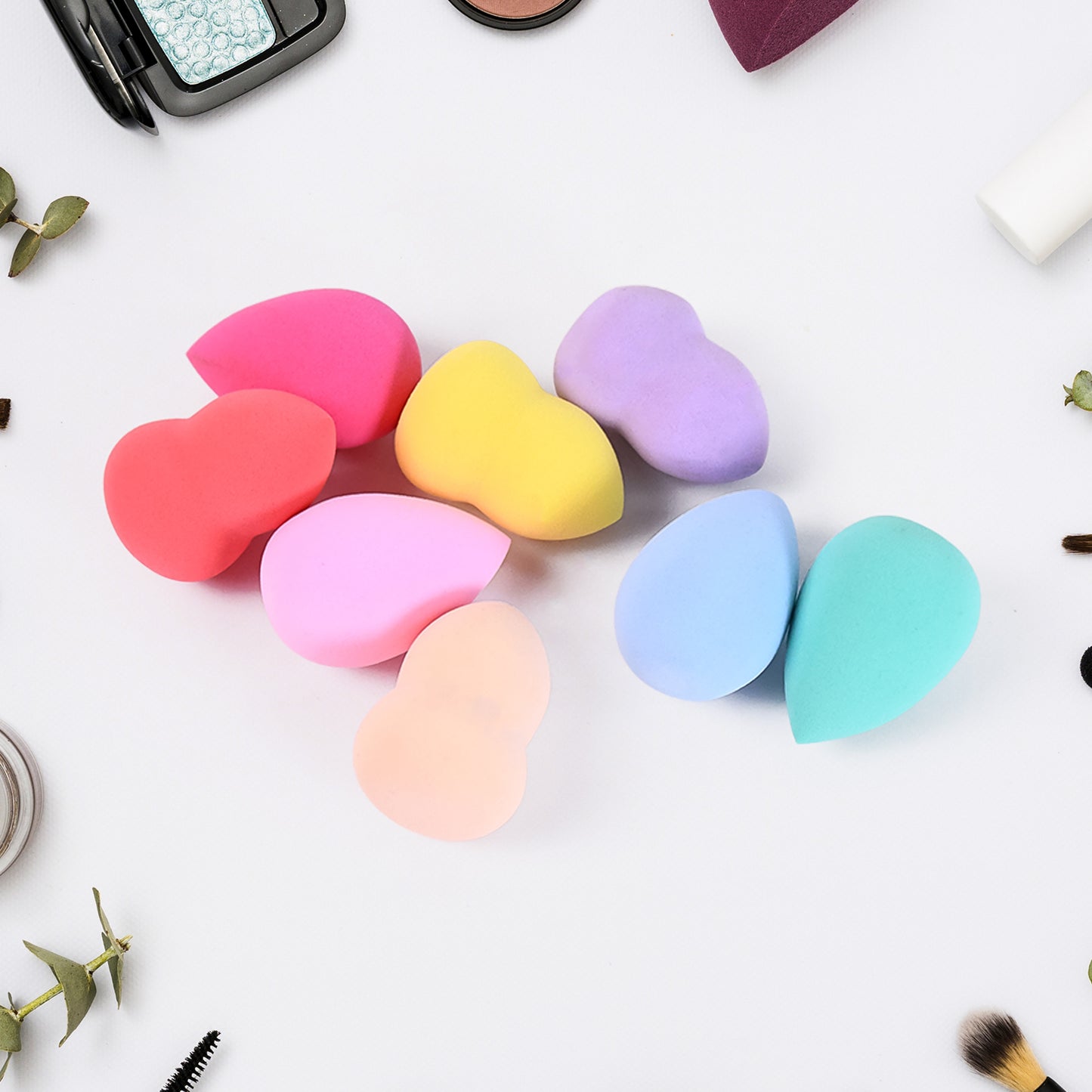 Makeup Beauty Powder Puff (8 Pcs Set  With Case  Mix Color) - Happy Price - Image 2