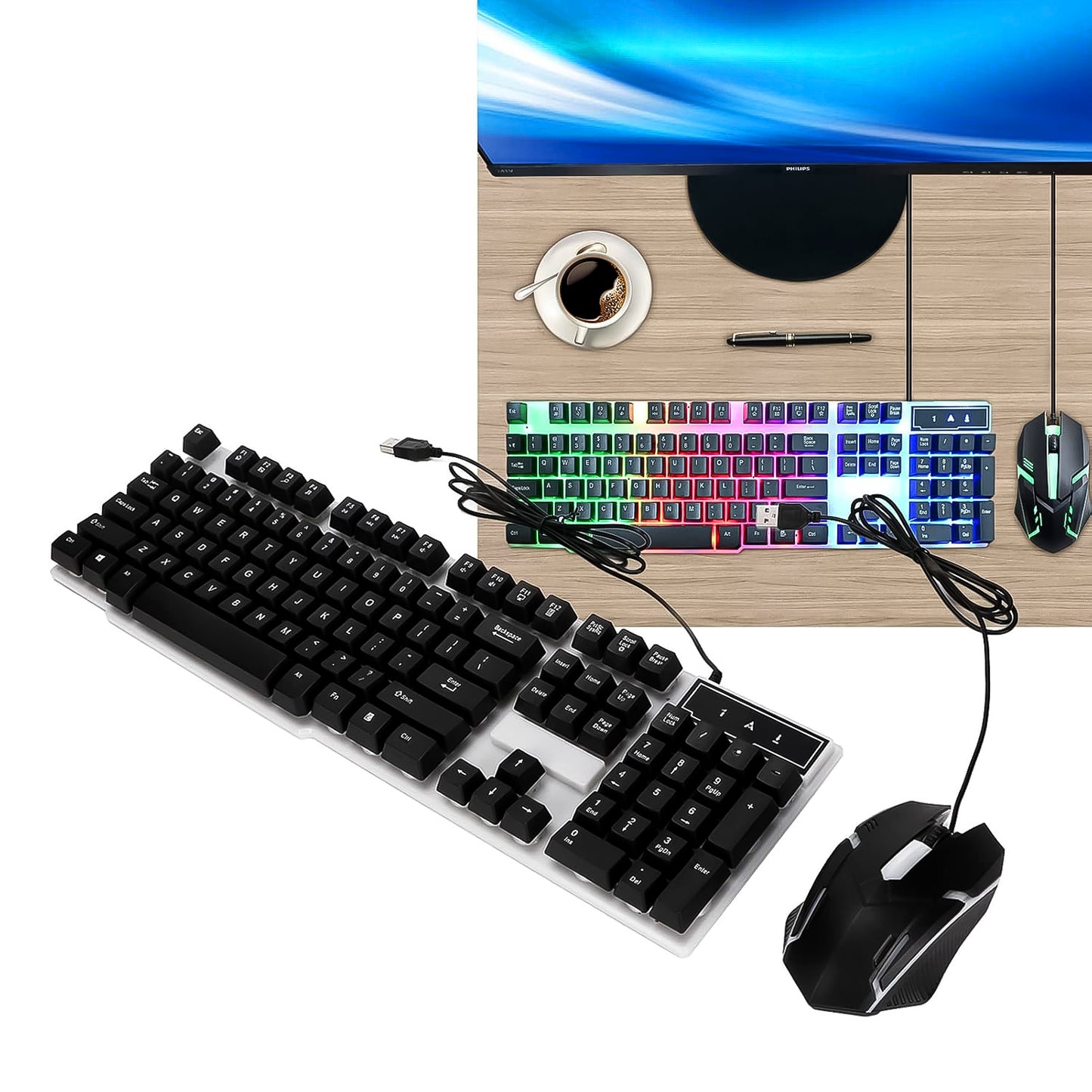 104 Key Colorful Lighting Keyboard Mouse Set (2 Pc Set) - Happy Price - Image 7