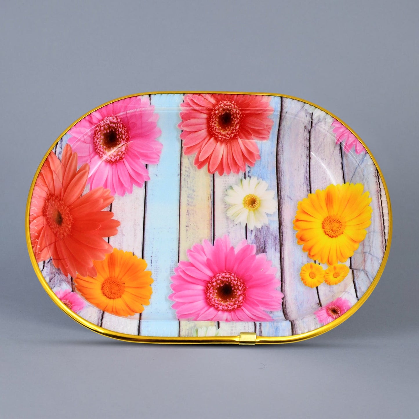 Medium Plastic Flower Printed Design Serving Tray (1 Pc  31 X 21 Cm) - Happy Price - Image 2