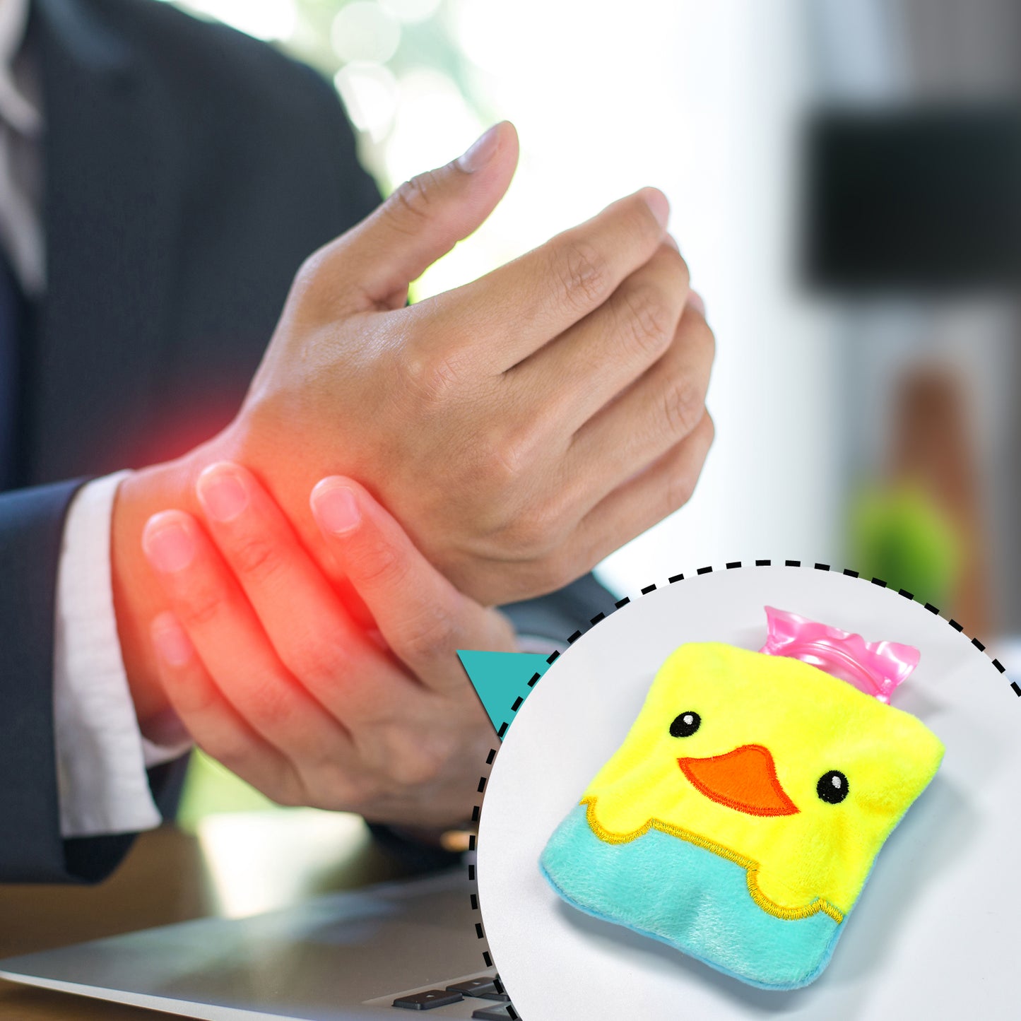 Yellow Duck Design Small Hot Water Bag With Cover For Pain Relief Neck Shoulder Pain And Hand Feet Warmer Menstrual Cramps. - Happy Price - Image 2