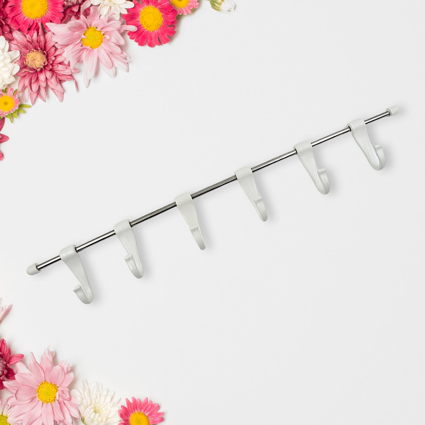 Stainless Steel Utensil Hanger Rail Nail Free Wall Mount With 2 Magic Stickers  6 Plastic Hooks For Kitchen - Happy Price - Image 6