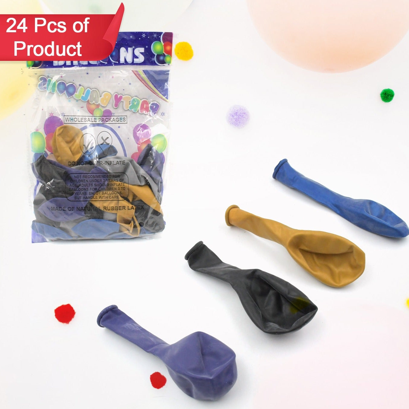Balloons Kinds Of Latex Balloons For Birthdayanniversaryvalentinesweddingengagement Party Decoration Birthday Decoration Items For Kids Multicolor (24 Pcs Set) - Happy Price - Image 1