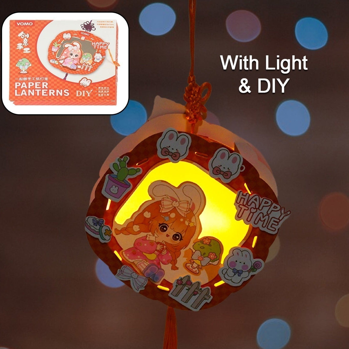 Diy Traditional Lanterns Handmade Cartoon Paper Lanterns Antique Portable Lantern Hollow-out Projection Luminescent Led Lamp Diy Hanging Paper Lanterns For Festival Party Decor - Happy Price - Image 1