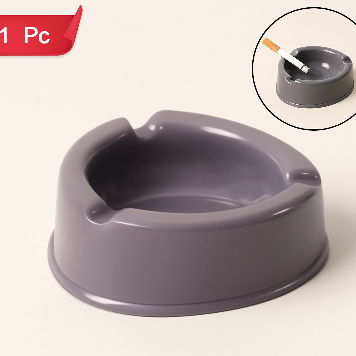 Oblivion Durable Plastic Ashtray With Wide Bowl And Triple Cigarette Holder Slots (1 Pc) - Happy Price - Image 1
