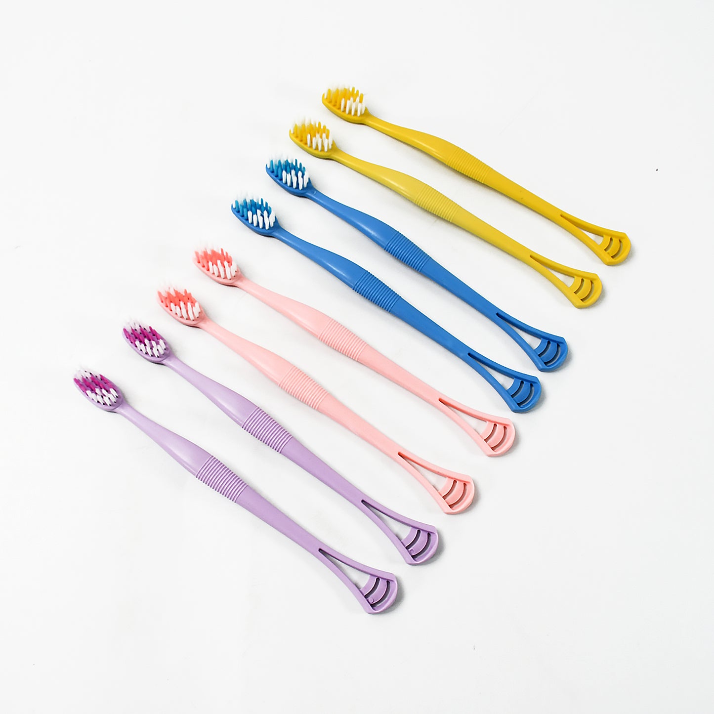 2-in-1 Tooth Brush With Tongue Scraper Soft Bristle  Long Handle (8pcs) Soft Toothbrush - Happy Price - Image 4