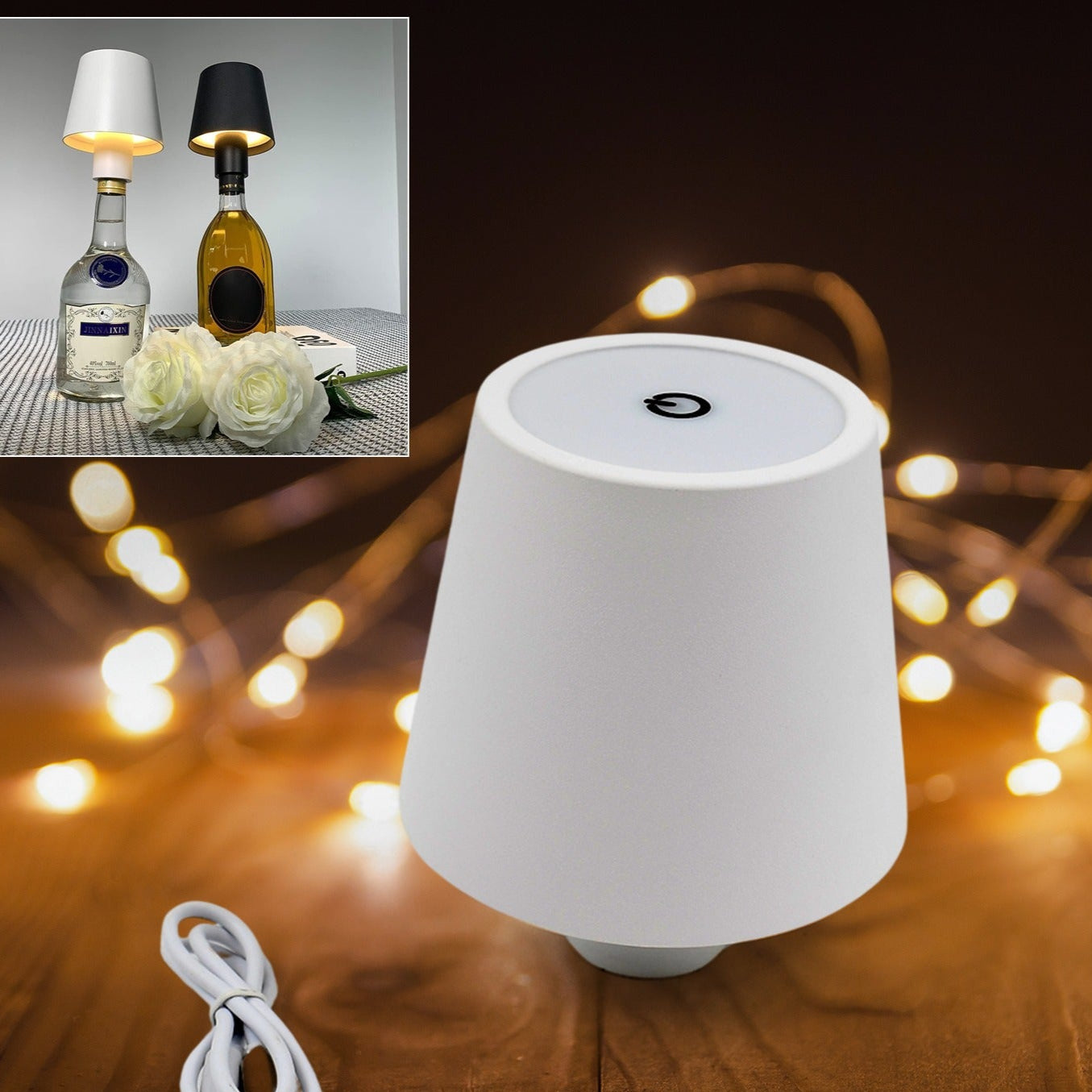 Led Dimmable Bottle Lamp 3 Color Temperature Wireless Table Lamp For Indoor And Outdoor Usb Rechargeable Bottle Lamp For Family Restaurant  Bar (1 Pc) - Happy Price - Image 1