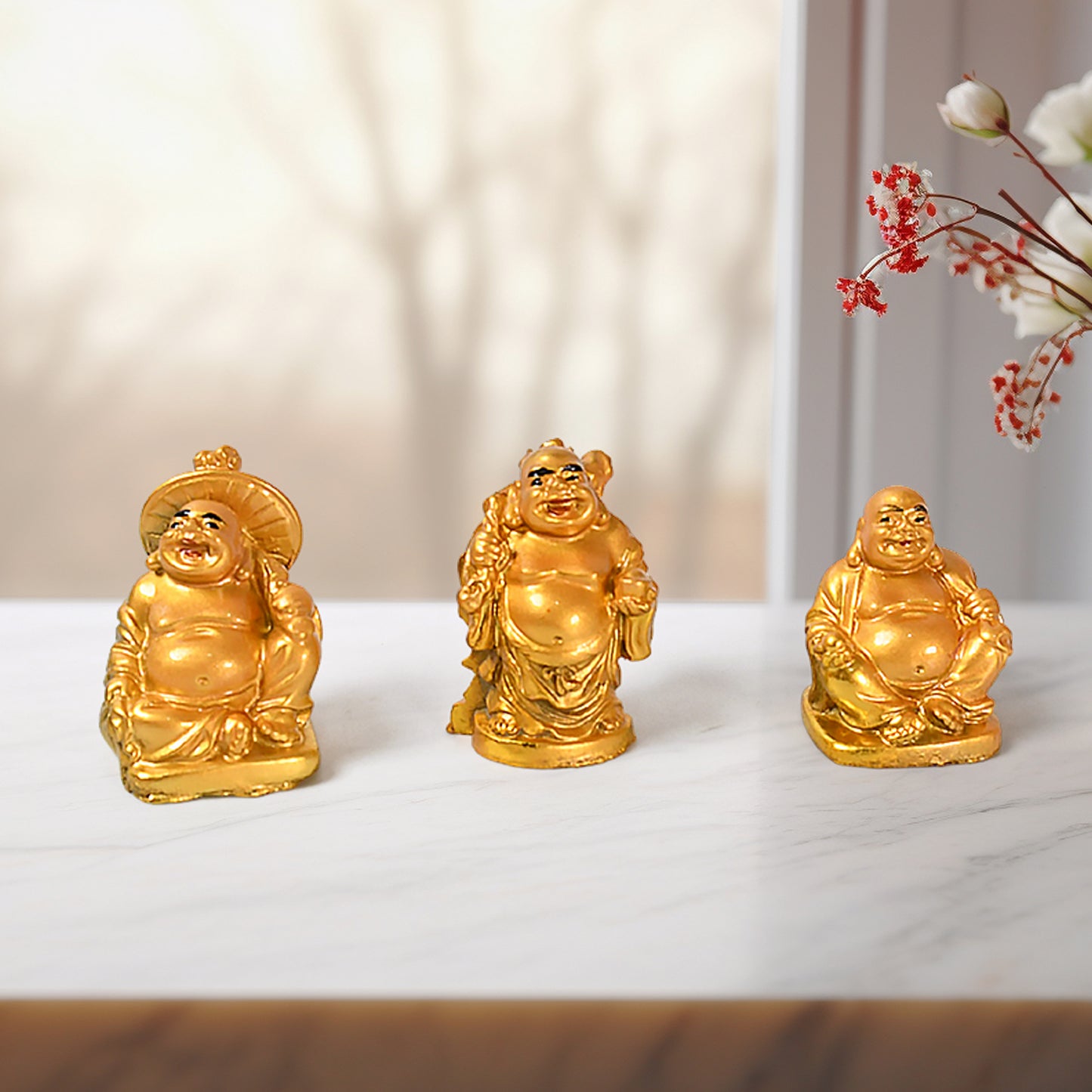 Golden Laughing Buddha Set Of Six Pieces Statue For Happiness Wealth  Good Luck Decor For Wealth And Success (6 Pcs Set) - Happy Price - Image 6