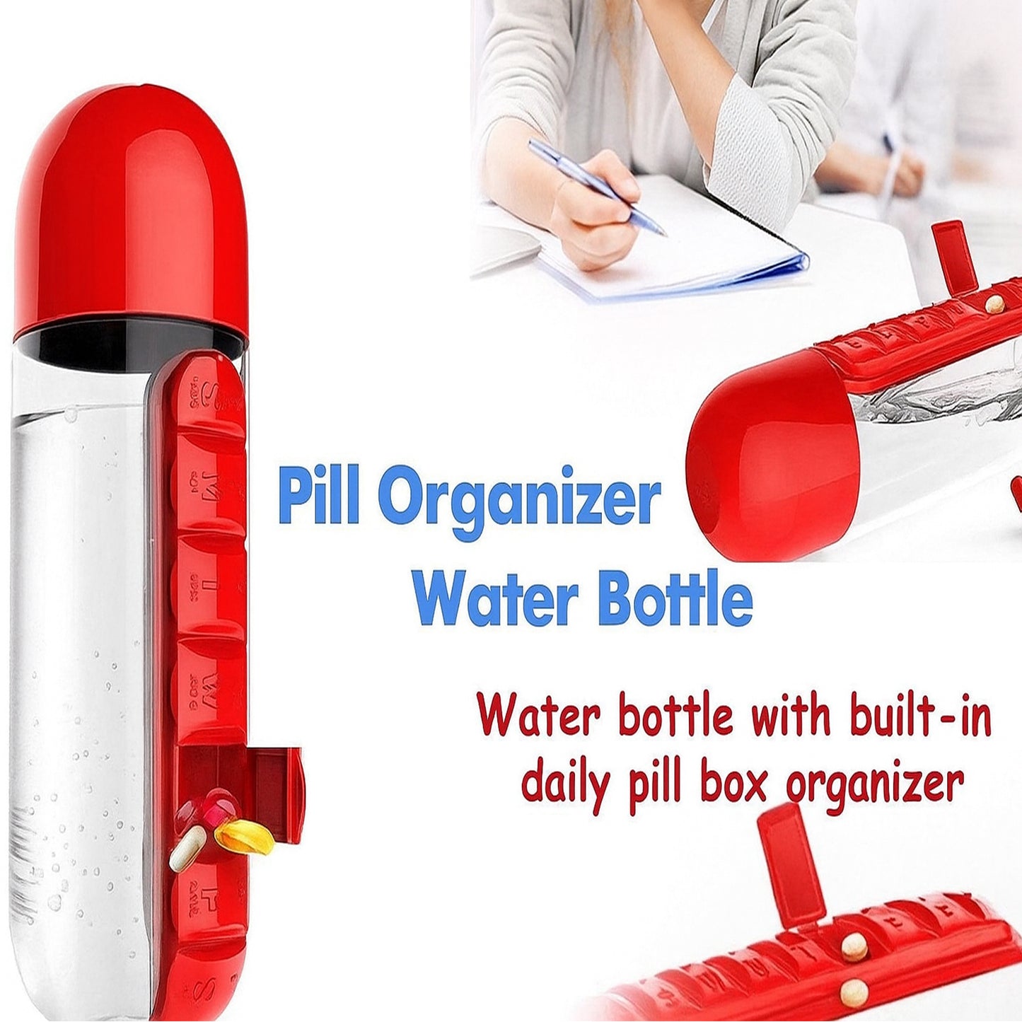 Water Bottle With Built-in 7-day Pill Organizer Approx 900ml (1 Pc) - Happy Price - Image 6
