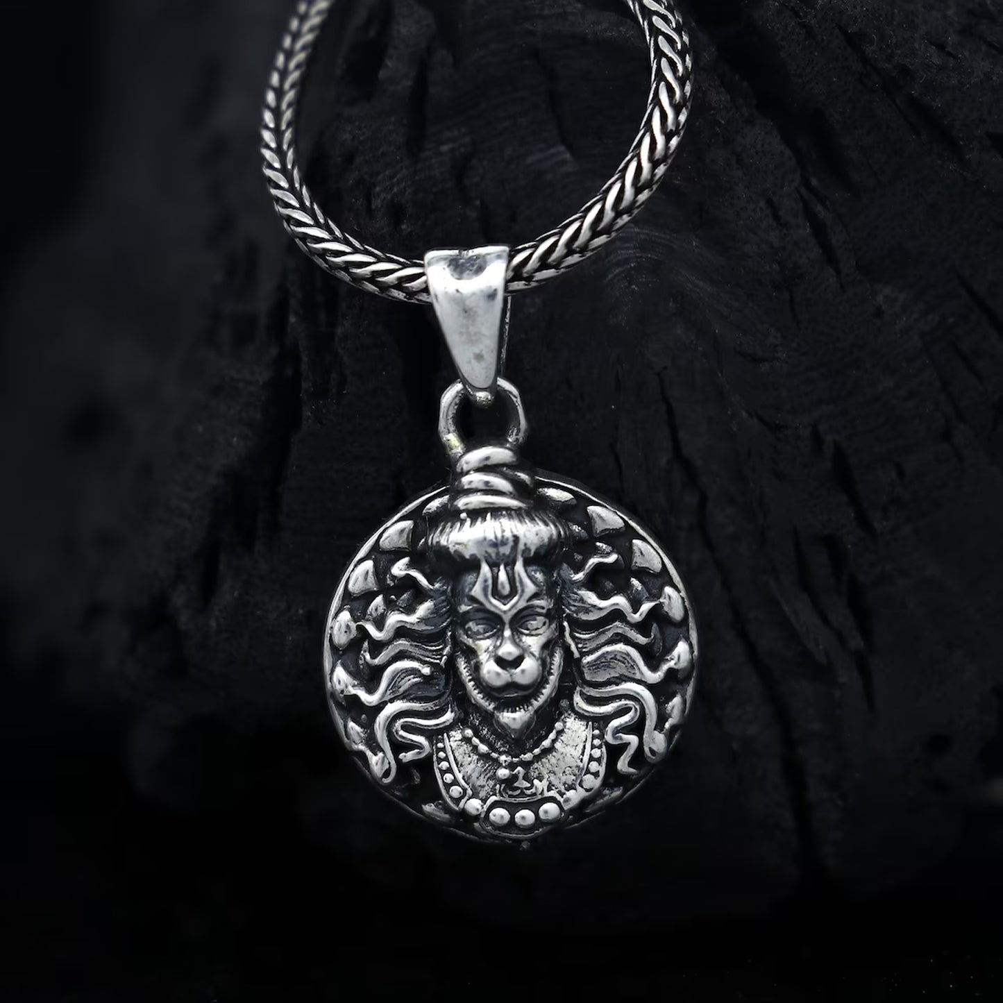 Hanuman Facelocket With Chain Pendant Necklace Chain (1 Pc) - Happy Price - Image 3