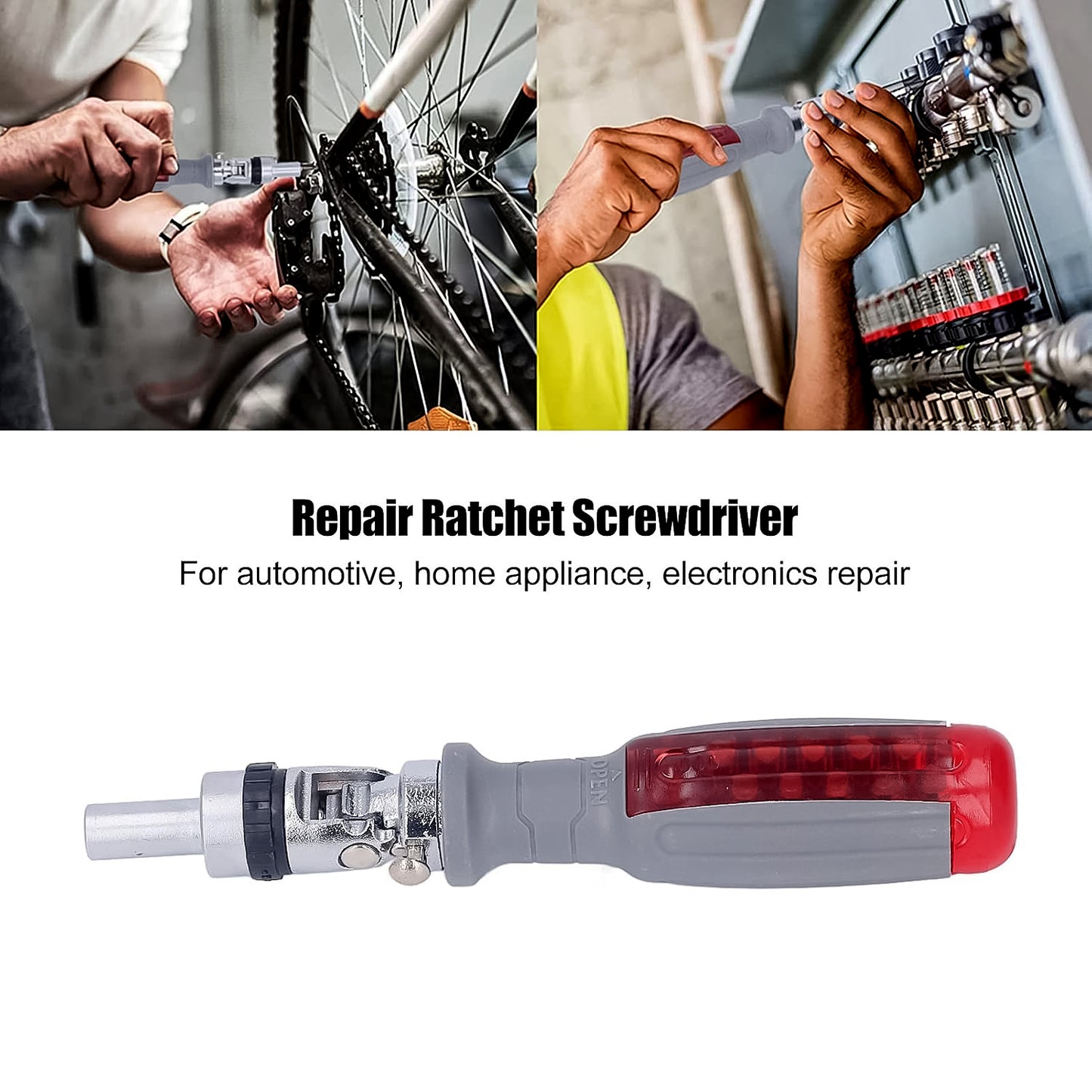 Multi Bits Ratchet Screwdriver Set Adjustable Angle Two-way Ratcheting Screwdriver (1 Set) - Happy Price - Image 3