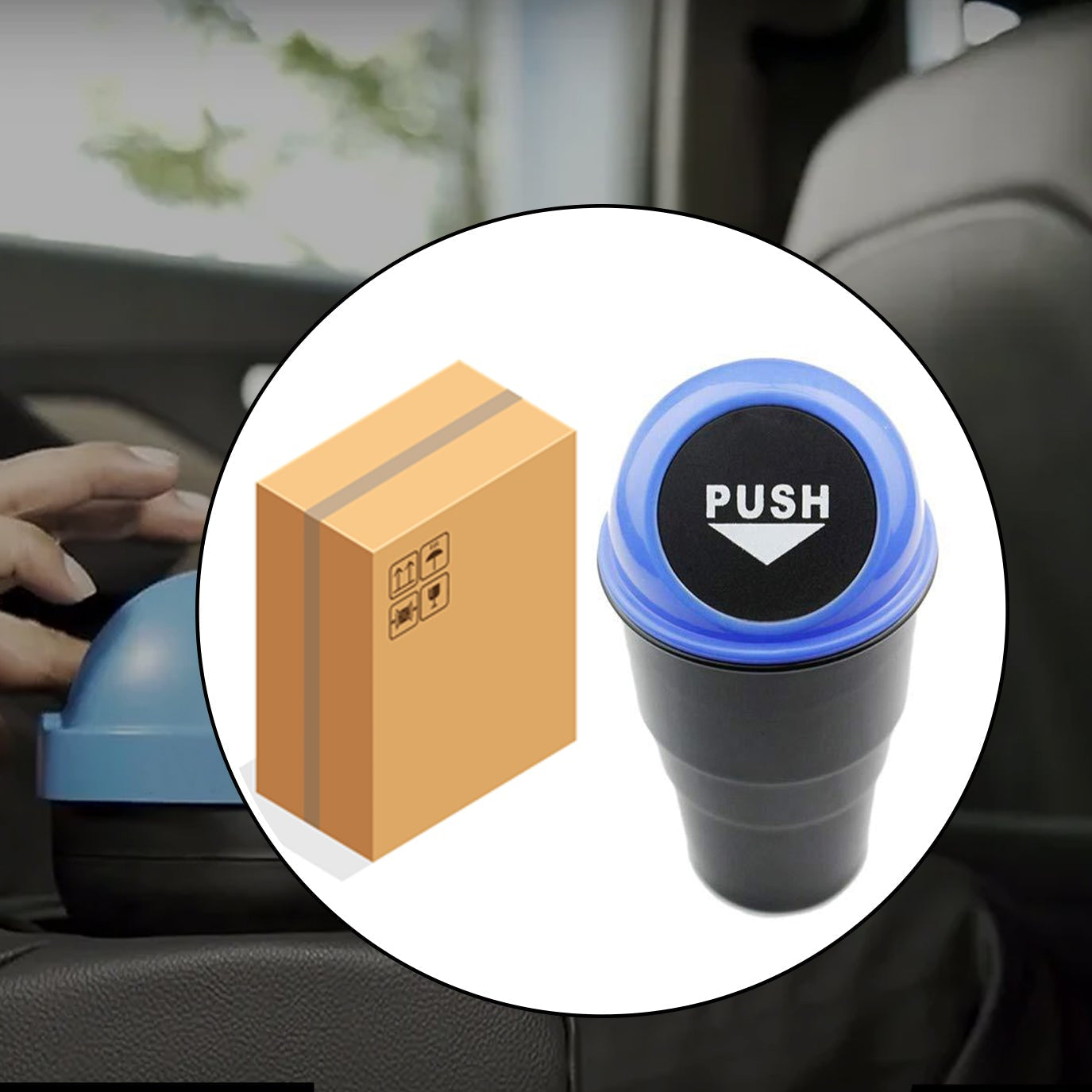 B Car Dustbin Widely Used In Many Kinds Of Places Like Offices Household Cars Hospitals Etc. For Storing Garbage And All Rough Stuffs. - Happy Price - Image 1