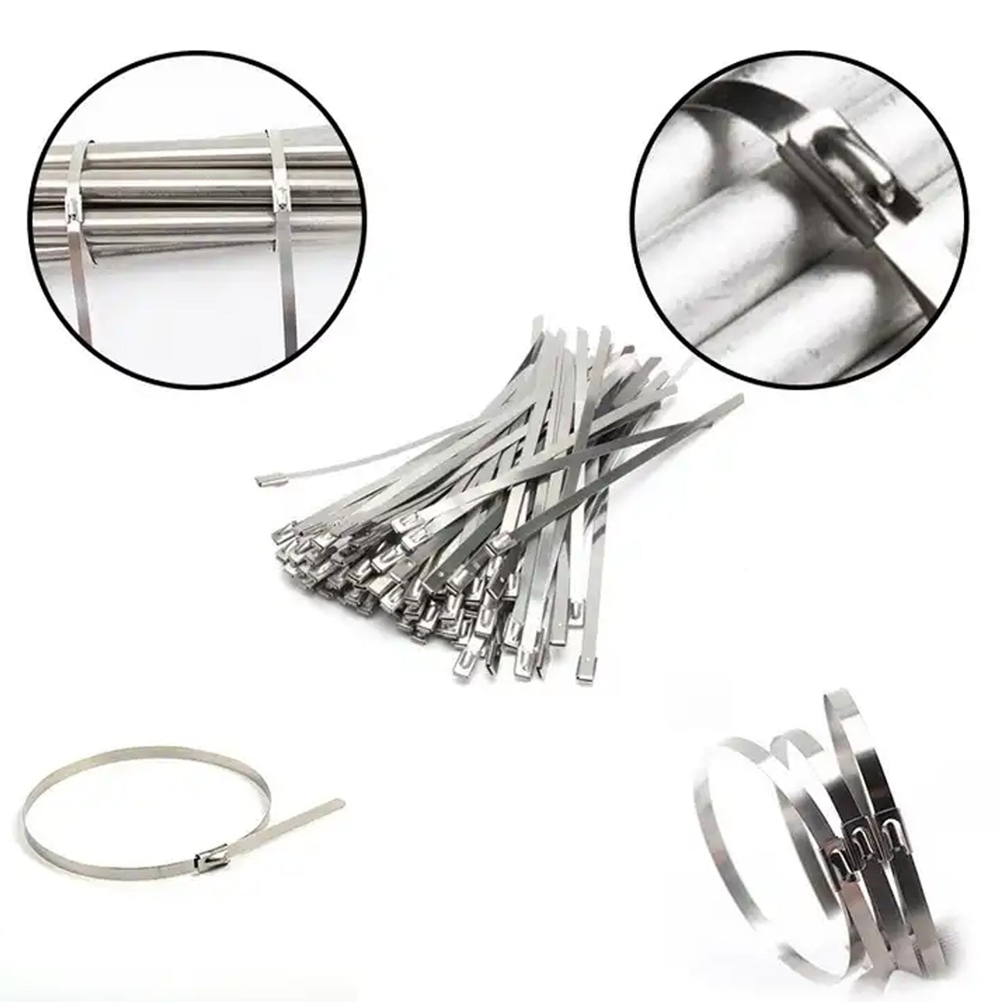 Stainless Steel Cable Tie Used For Solar Industrial And Home Improvement Multipurpose High Strength Self-locking Zip Ties Multi-purpose Tie Portable Rustproof 100pcs Wide Application Zip Tie Set For Building ( 4.6x200mm  4.6x100mm   100 Pcs Set) - Happy Price - Image 3