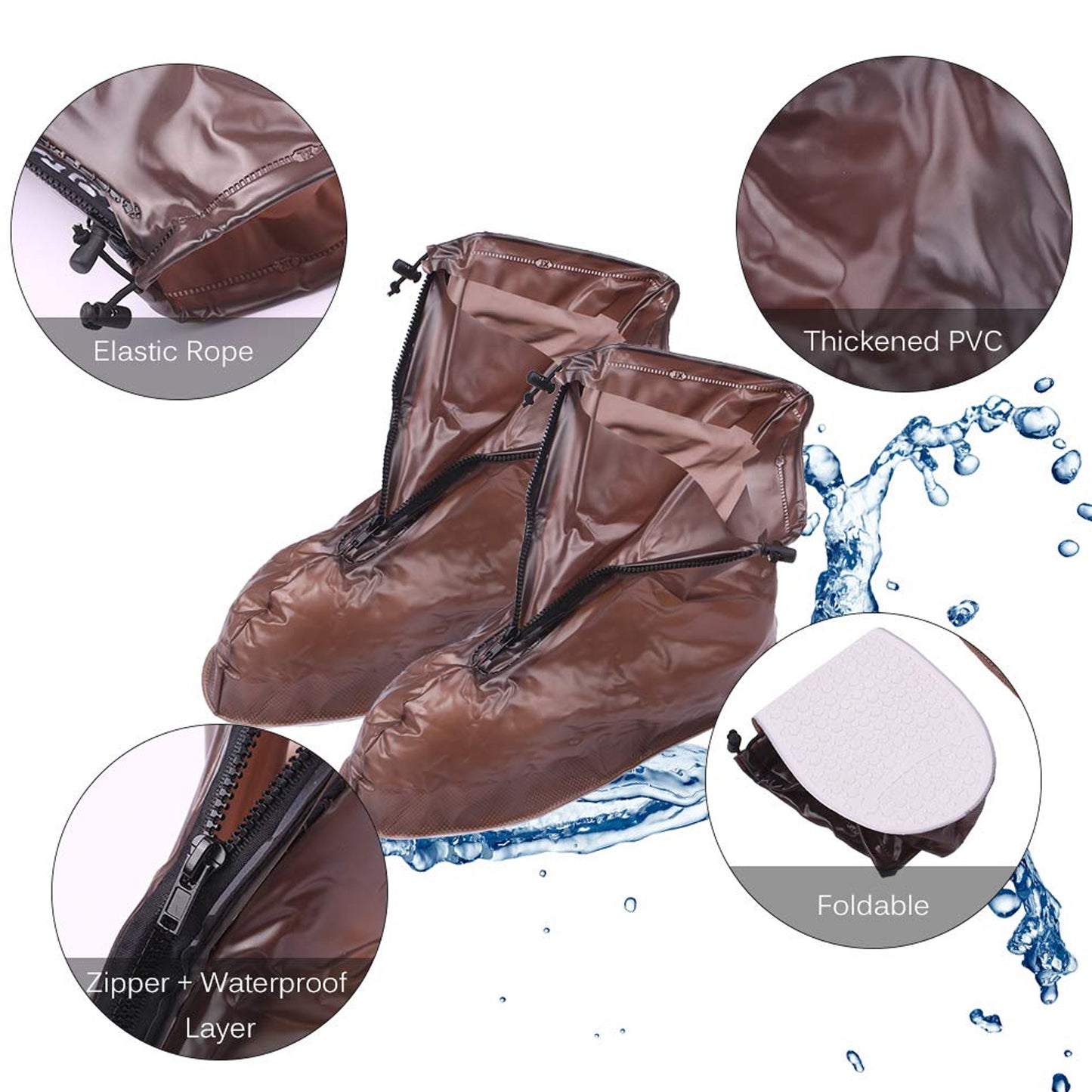 Plastic Shoes Cover Reusable Anti-slip Boots Zippered Overshoes Covers Transparent Waterproof Snow Rain Boots For Kids  Adult Shoes For Rainy Season (1 Pair) - Happy Price - Image 5