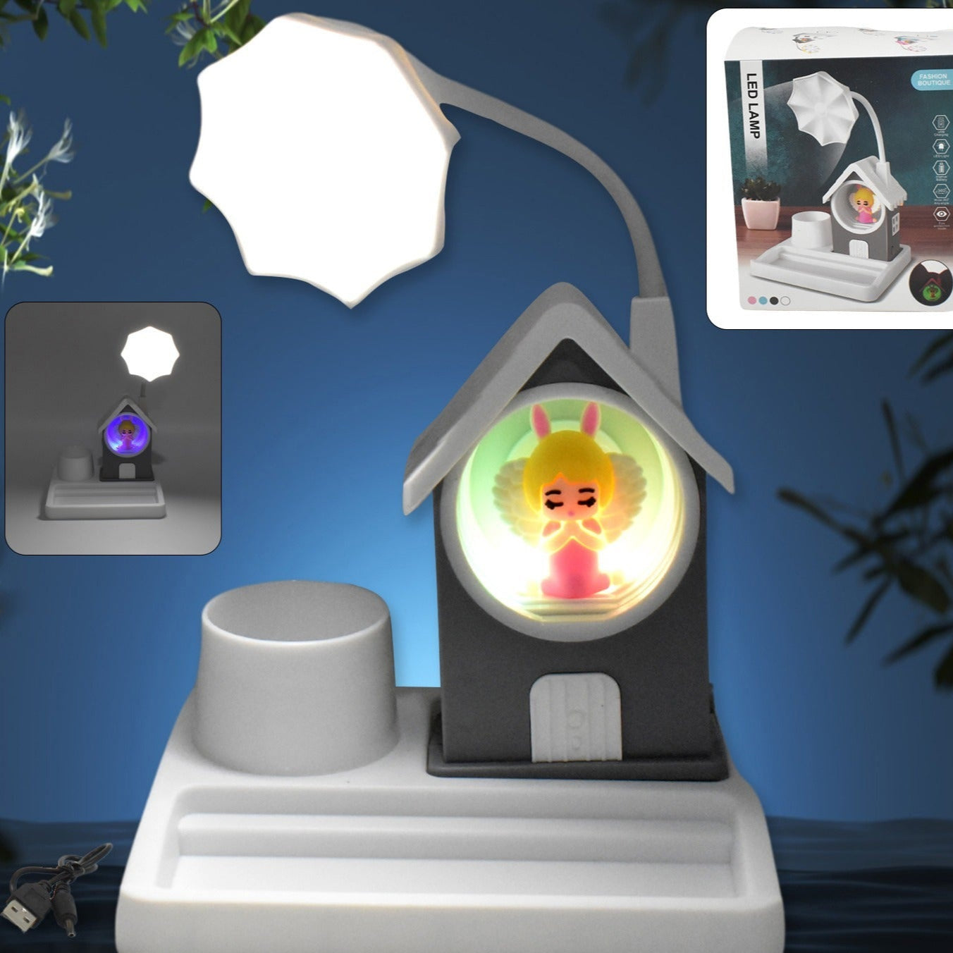 Cute Lovely Cartoon  Home Design With Plastic Base Led Desk Light Multi Color Changes (1 Pc) - Happy Price - Image 1