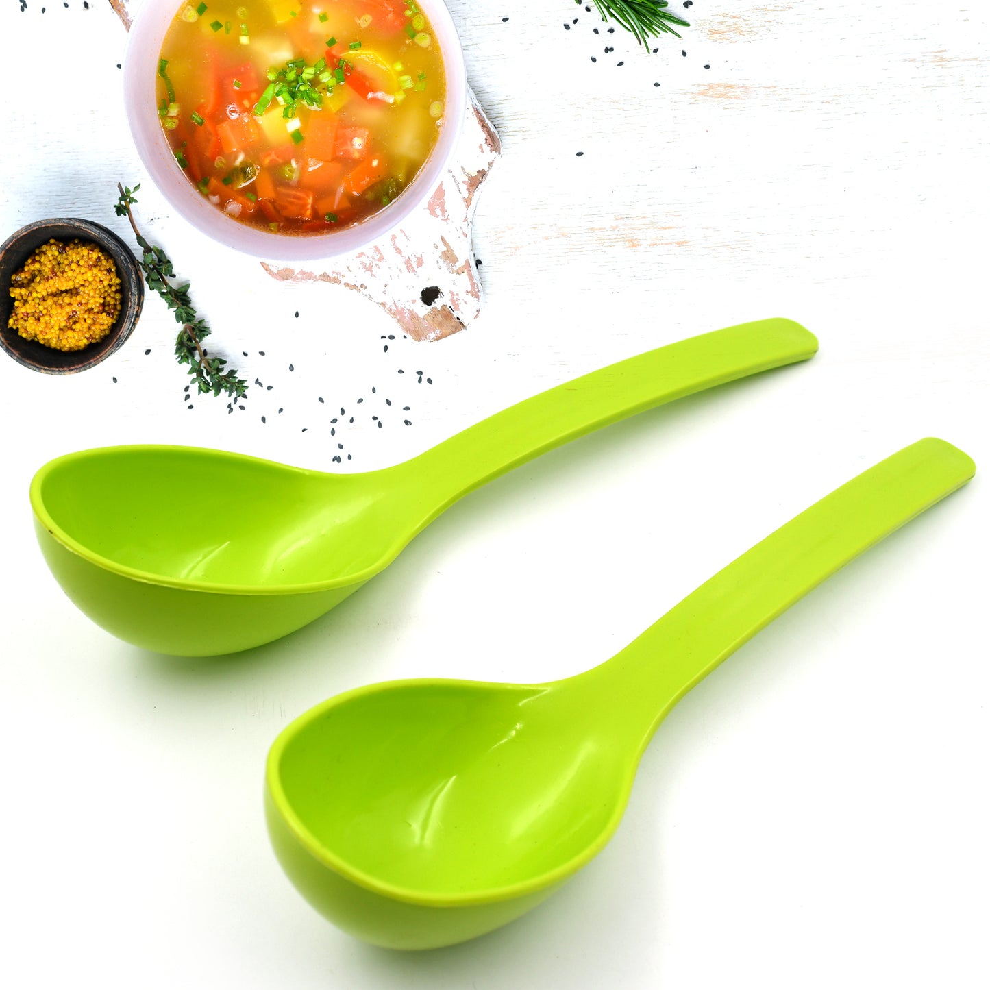 Plastic Spoon Kitchen Multipurpose Serving Ladle For Frying Serving Turner Curry Ladle Serving Rice Spoon Used While Eating And Serving Food Stuffs Etc (2 Pcs Set  10 Inch ) - Happy Price - Image 2