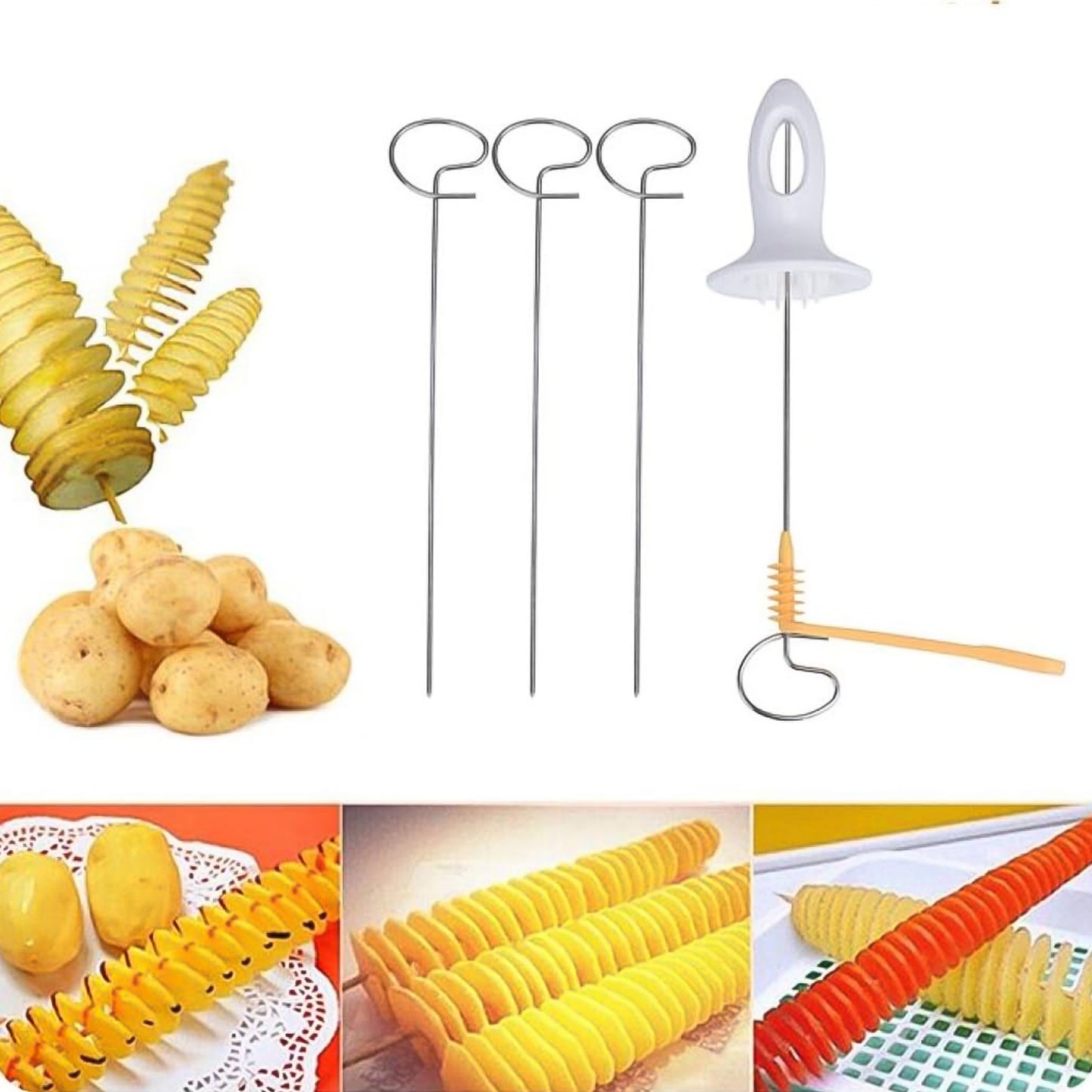1 Set Potato Spiral Cutter Potato Twister (4 Spits) - Happy Price - Image 3