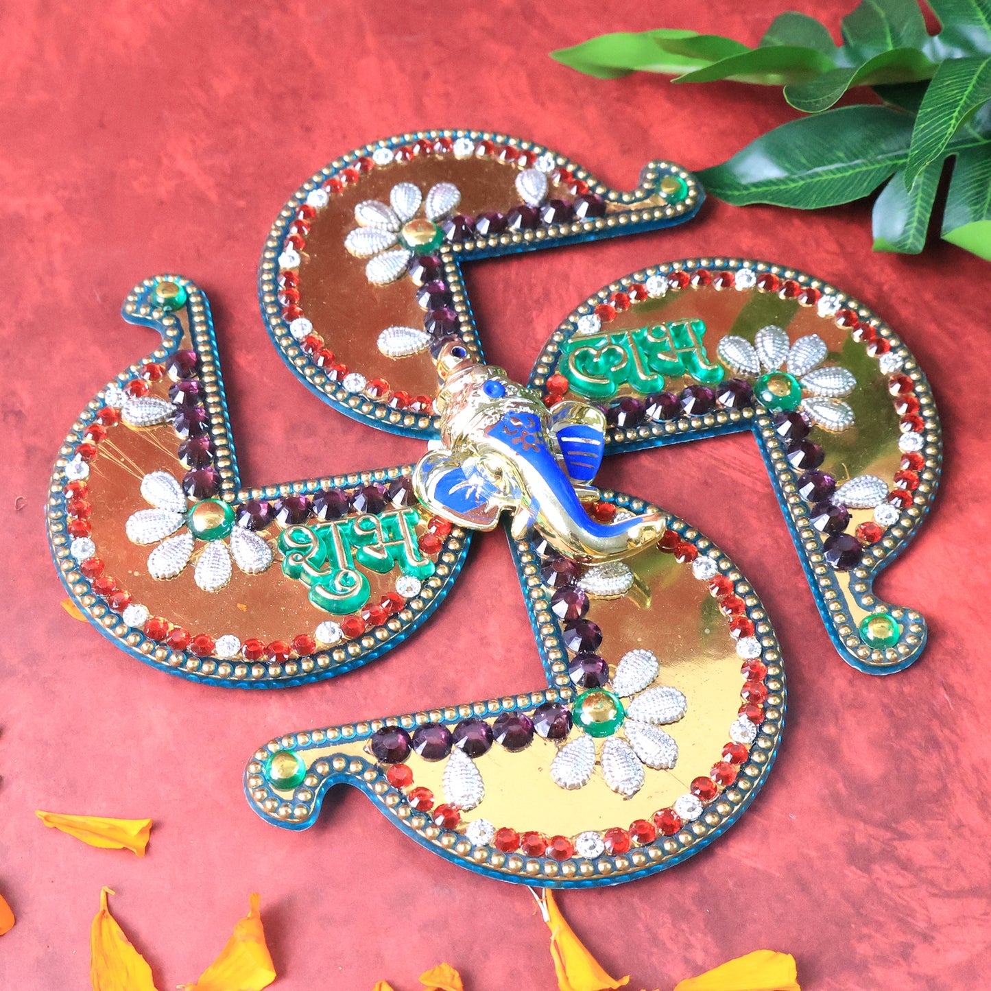 Golden Swastik Shubh Labh Wall Hanging with Lord Ganesha Idol (1 Pc) - Happy Price - Image 7