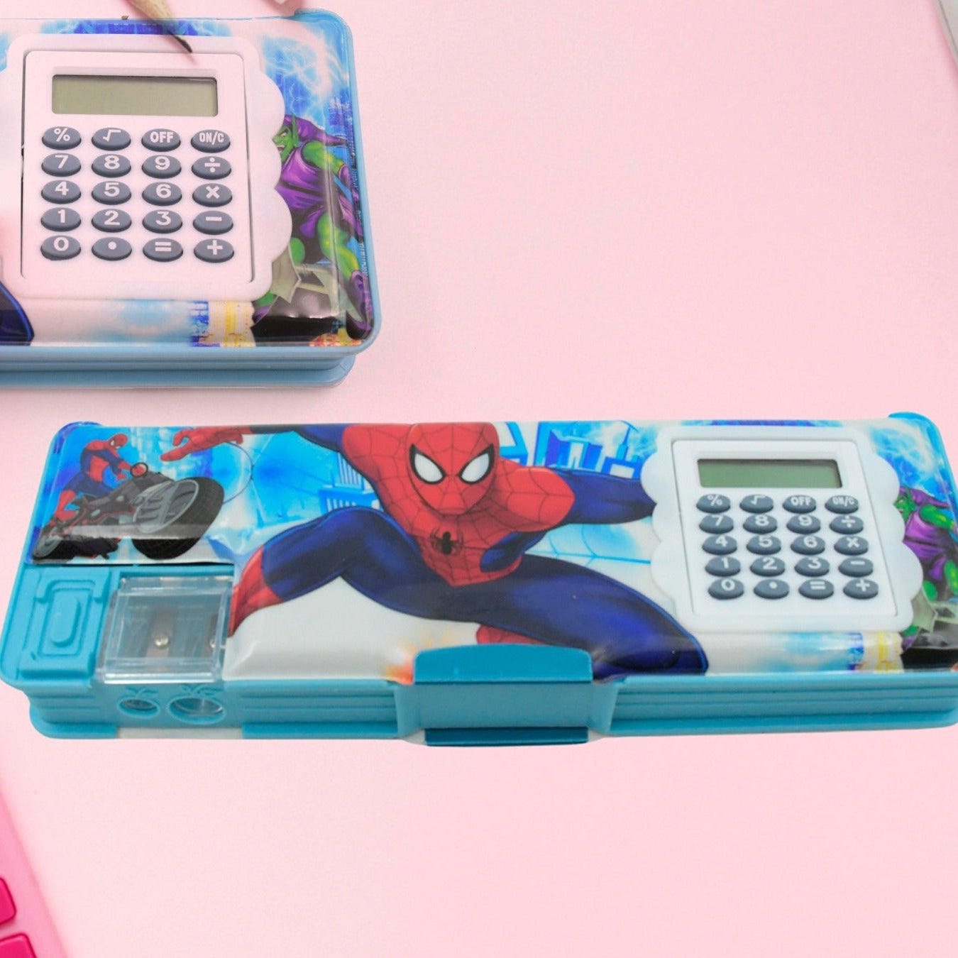 Art Stationery Cartoon Multi-functional Geometry Box For Boys With Inbuilt Calculator 2 Sides Open And Double Sharpener Stationery Kit Pencil Box For Boys Art Plastic Pencil Box For Girls And Boys - Happy Price - Image 1