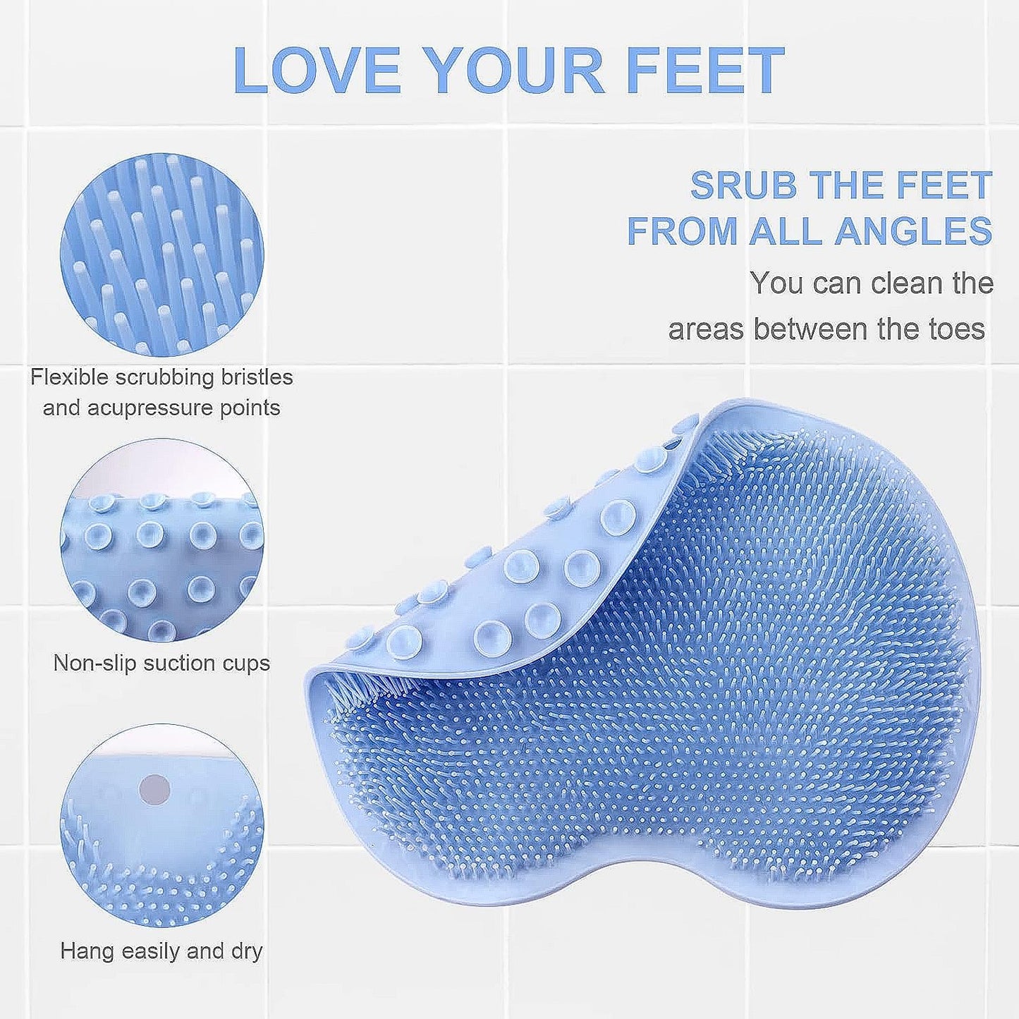 Silicone Bath Massage Cushion With Suction Cup Shower Foot Scubber Brush Foot Bath Mat Scrubber Anti-slip Exfoliating Dead Skin Massage Pad Lazy Wash Feet Bathroom Mat - Happy Price - Image 3