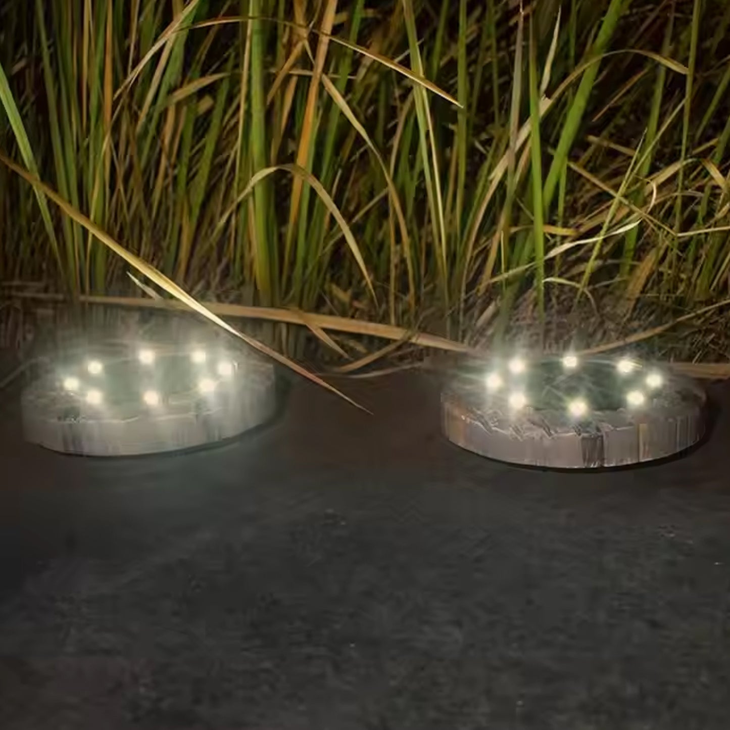 Disk Lights Slate  Heavy Duty Outdoor Solar Pathway Lights  4 Led (2 Pc) - Happy Price - Image 2