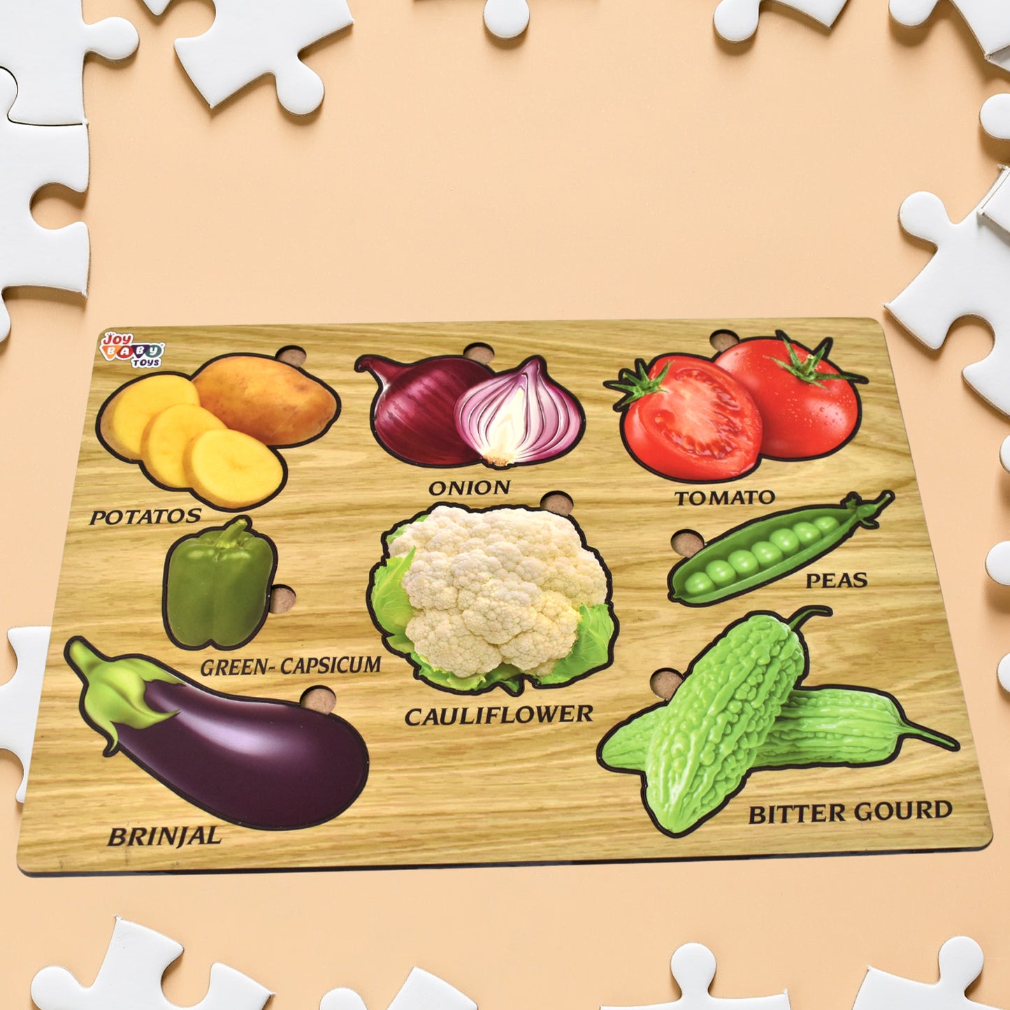 Wooden Vegetable Puzzle Learning Educational Board (1 Set  2820 Cm) - Happy Price - Image 2