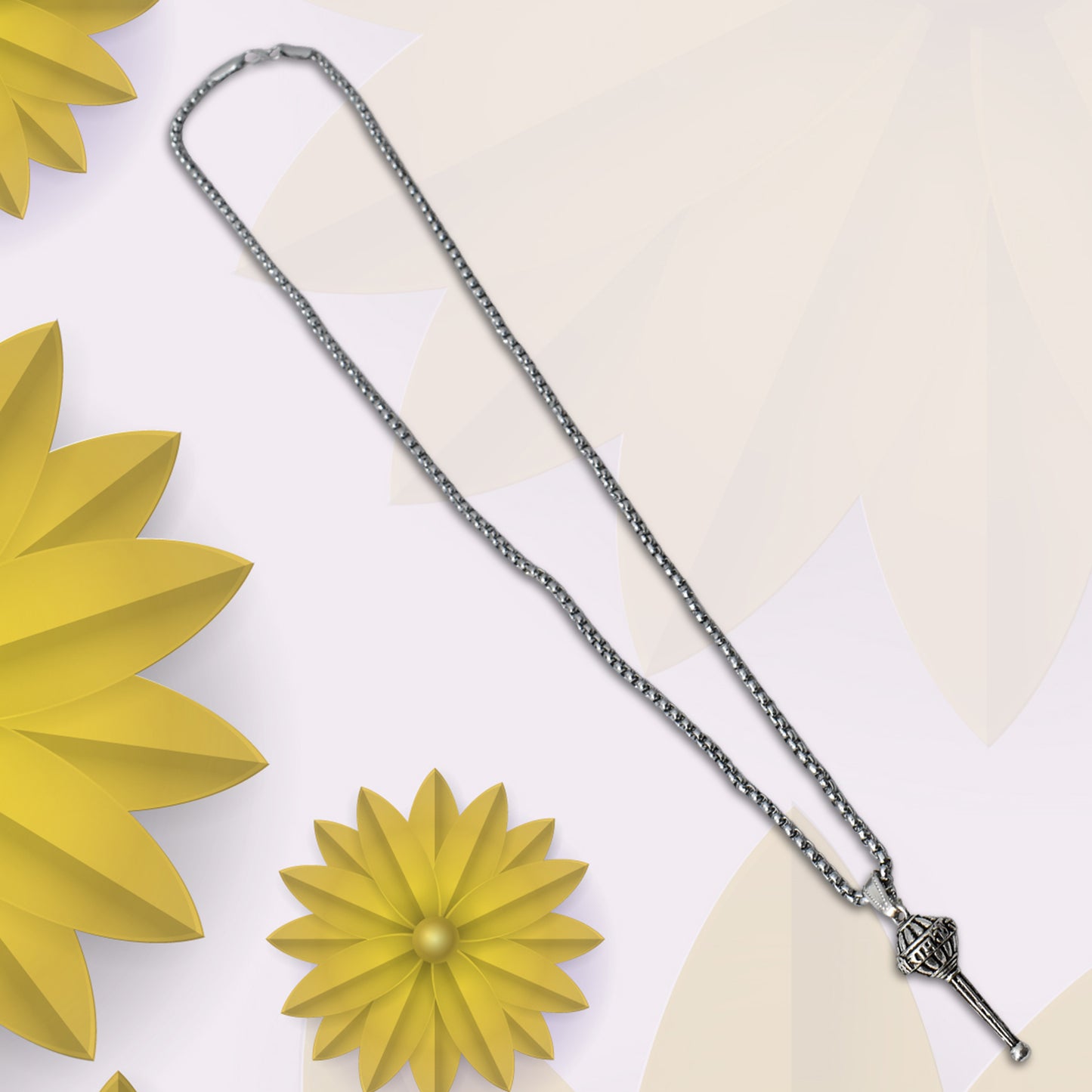 Silver Chain With Gada Pendant  Locket (1 Pc) - Happy Price - Image 3