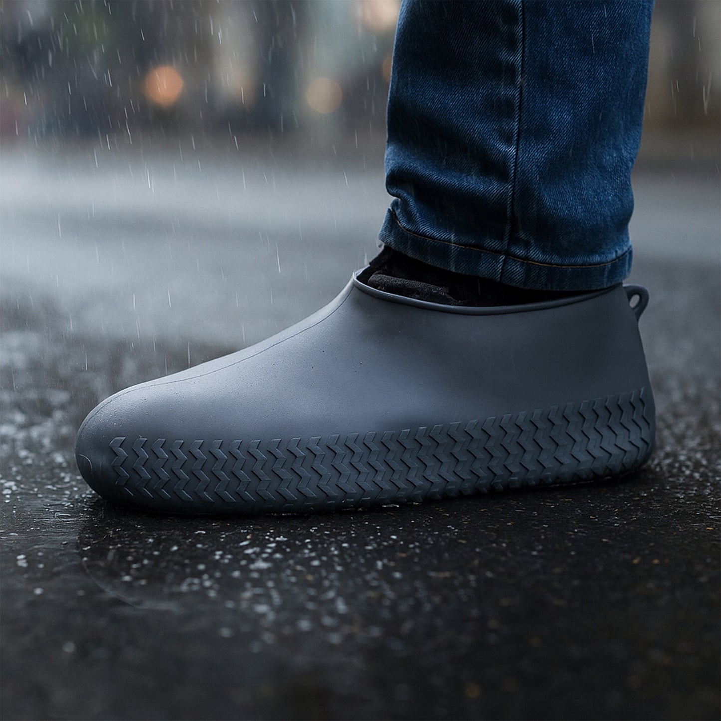 Grey Non-slip Silicone Rain Reusable Anti Skid Waterproof Fordable Boot Shoe Cover (1 Pair ) - Happy Price - Image 5