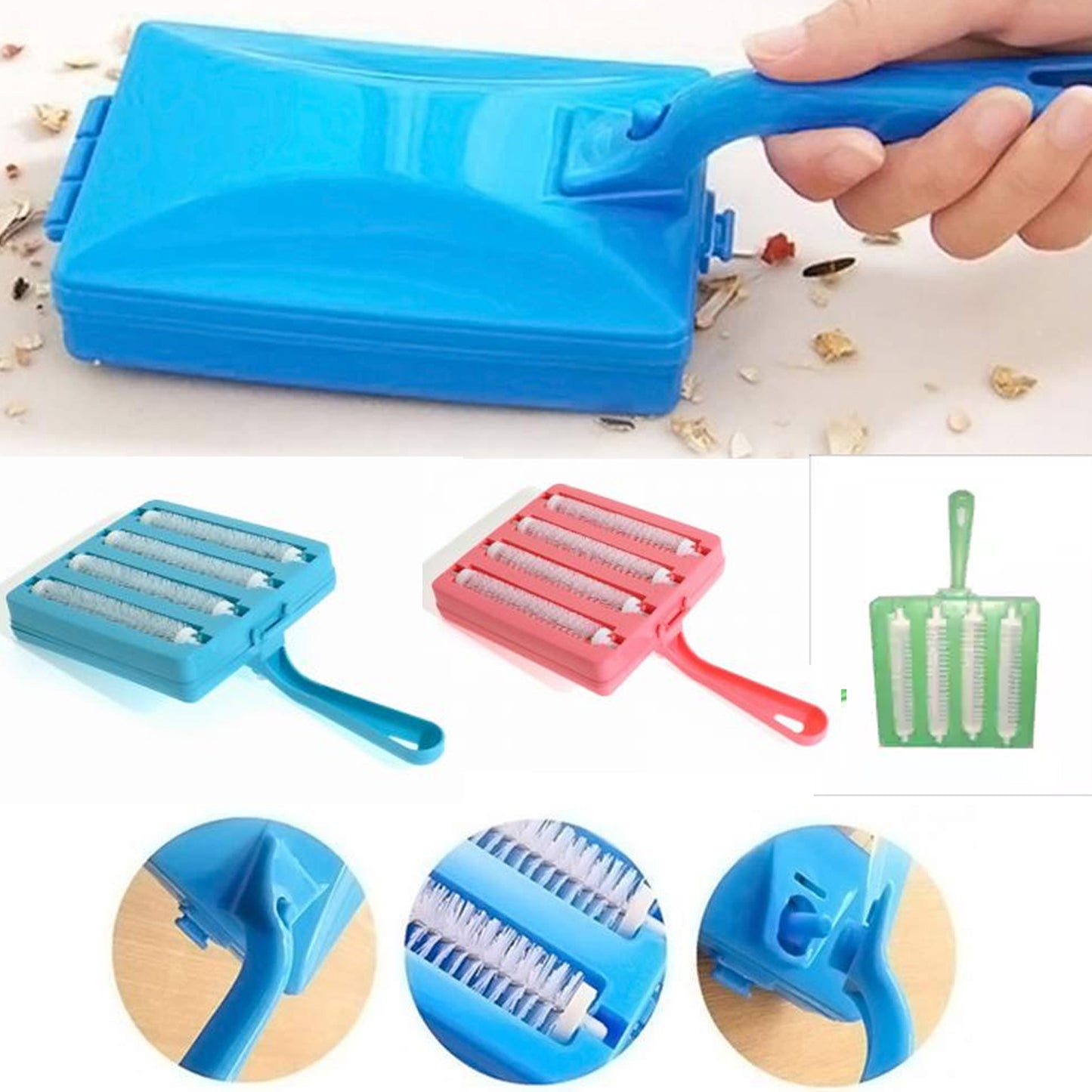 Plastic Handheld Carpet Roller Brush Cleaning With Dust Crumb Collector Wet And Dry Brush - Happy Price - Image 2