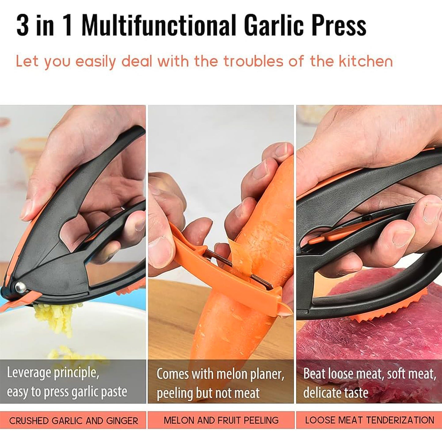 Multifunctional Garlic Press Garlic Mincing  Crushing Tool (1 Pc) - Happy Price - Image 3