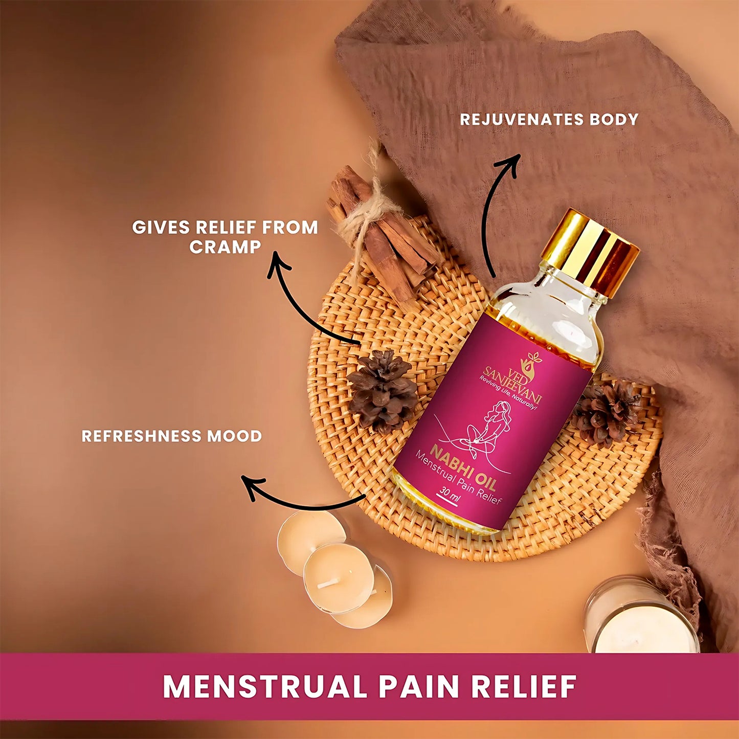 Ved Sanjeevani Nabhi Oil For Menstrual Pain Relief (30ml  1 Pc) - Happy Price - Image 4