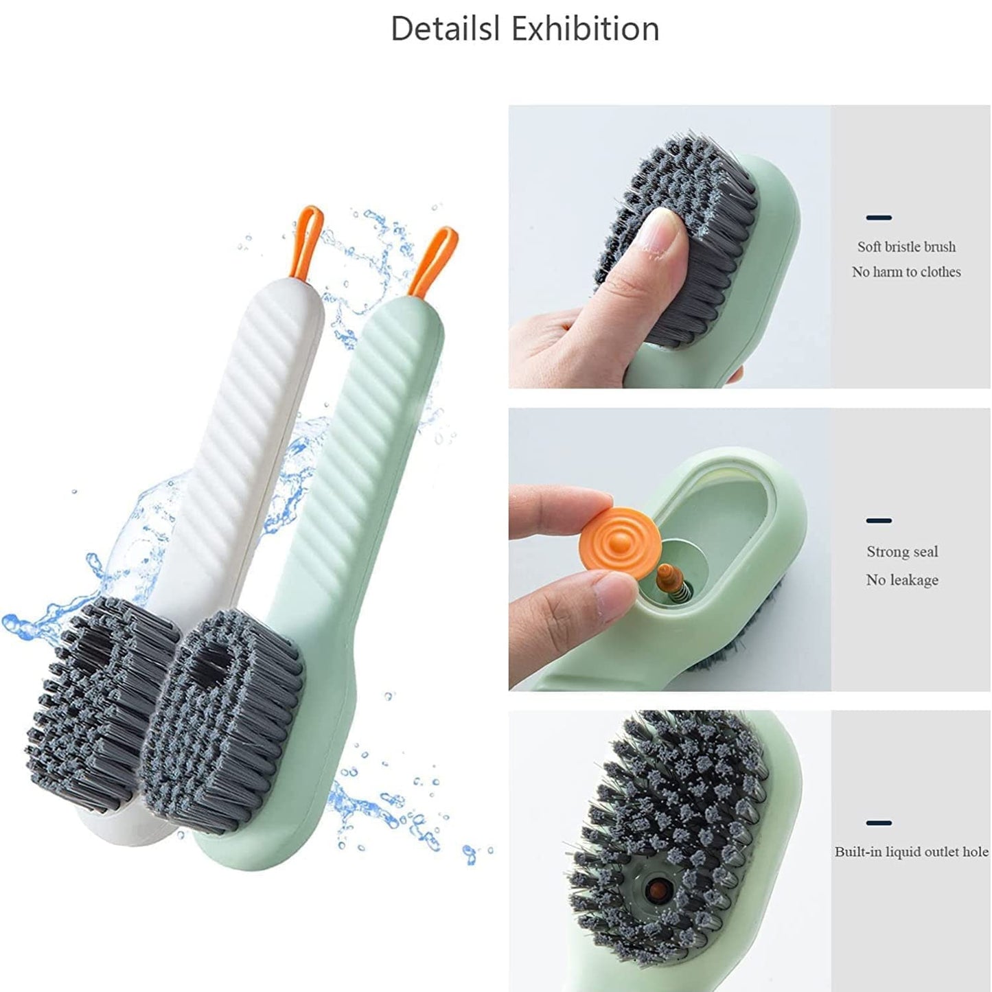 Multifunctional Scrubbing Brush With Liquid  Soap Dispenser Cleaning Brush With Liquid  Soap Dispenser Shoe Brush For Cleaning Cloth Cleaning Brush With Handleliquid Shoe Brush For Shoe Clothes (1 Pc) - Happy Price - Image 6