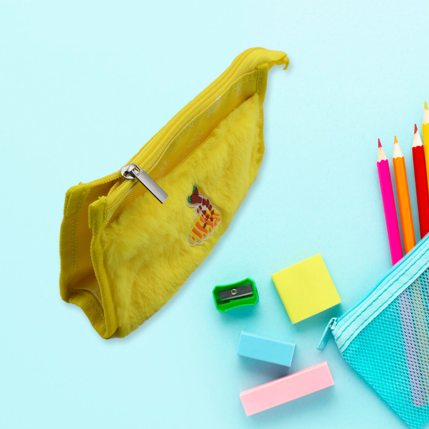 Smart Design Solid Colour Double Pocket Large Capacity With Zipper Reusable Multipurpose Washable Pouch Pen Pencil Stationary Case Travel Boys  Girls Pouch With Zip For Travel School Stationary (2 Pocket) - Happy Price - Image 2