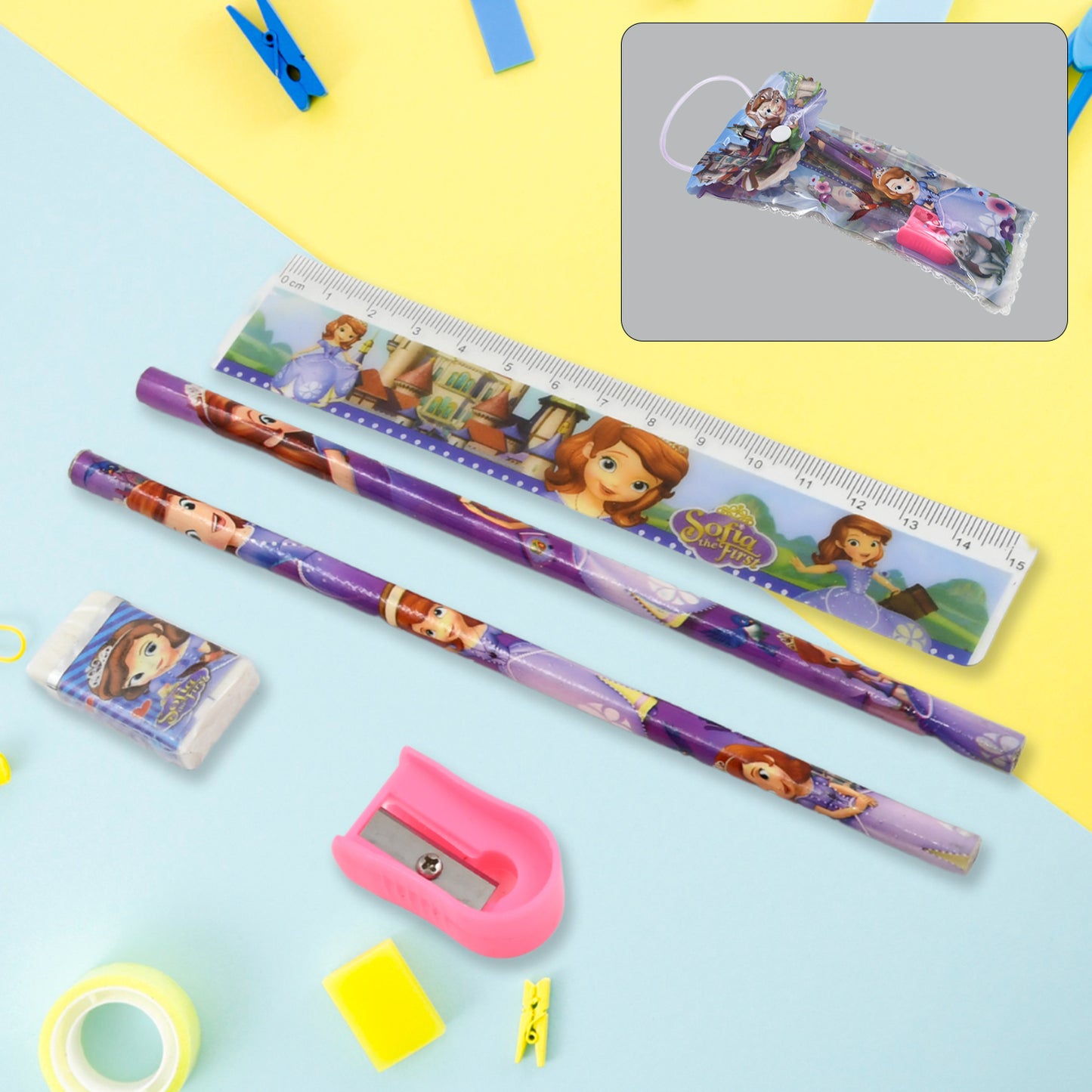 5 In 1 Mix Stationery Gift Set For Kids Stationary Set Including 2 Pencil Ruler Rubber Pencil Sharpener School Office Product Gift (5 Pcs Set) - Happy Price - Image 7