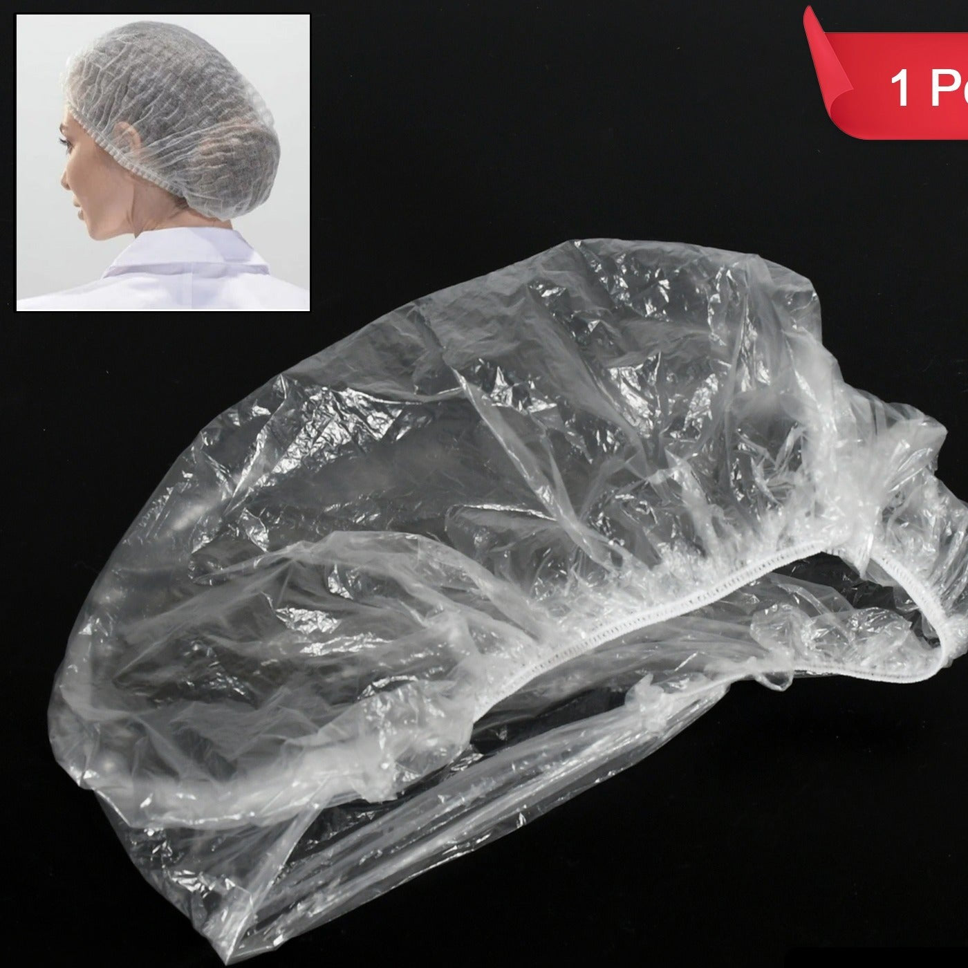 Disposable Plastic Shower Caps Clear Elastic Thick Bath Cap For Women Spahome Usehotel And Hair Salon (1pc) - Happy Price - Image 1