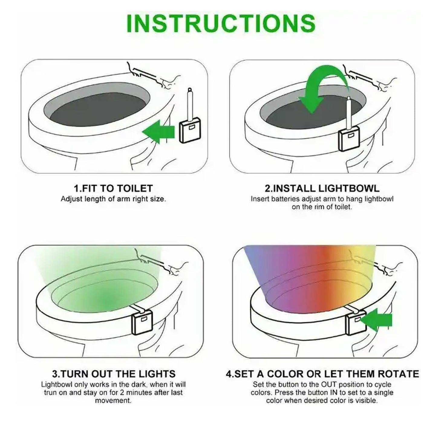 Toilet Light Led Toilet Bowl Light Toilet Cover Lamp (1 Pc  Battery Not Included) - Happy Price - Image 4