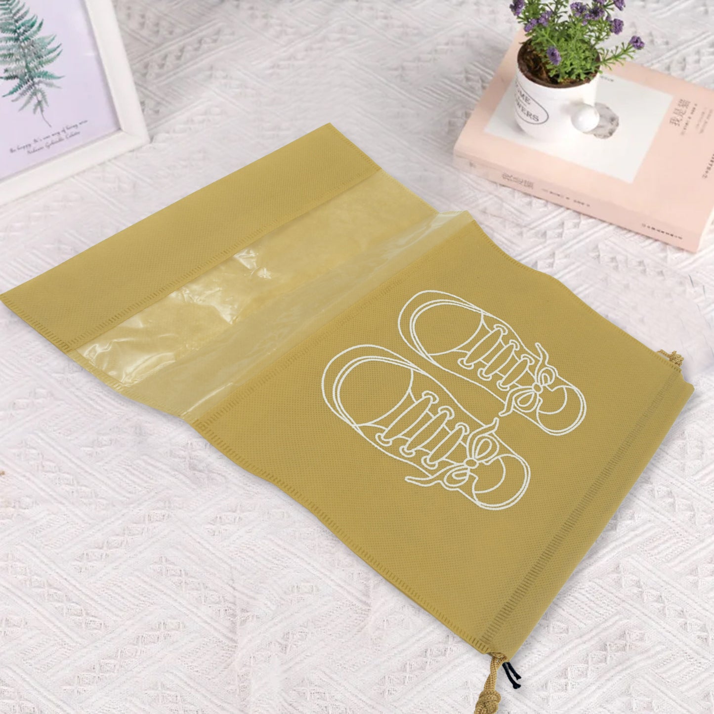 Beach Bag Shoes Storage Bag Closet Organizer Non-woven Travel Portable Bag Waterproof Pocket Clothing Classified Hanging Bag Shoe Bag Luggage Travel Portable Shoe Pouch Non Woven Transparent Window (1 Pc ) - Happy Price - Image 4