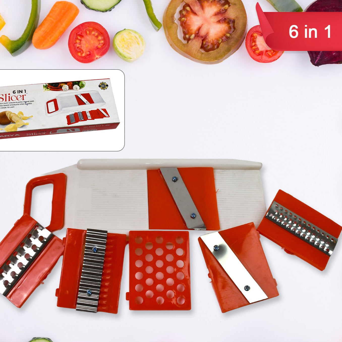 Plastic 6 In 1 Vegetables Slicer Cutter And Fruit Dicer Grater (1 Set) - Happy Price - Image 1