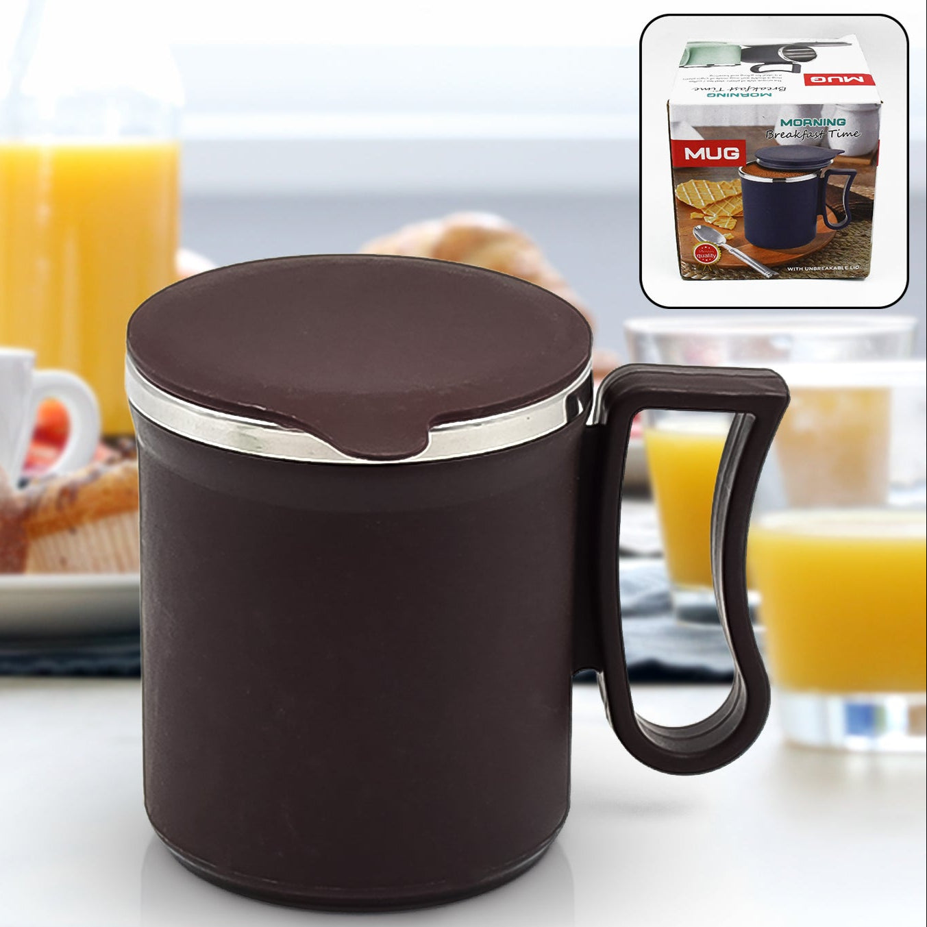 Coffee Mug With Lid And Handle-plastic Covered Stainless Steel Mug (Random Color Approx 200 Ml) - Happy Price - Image 1
