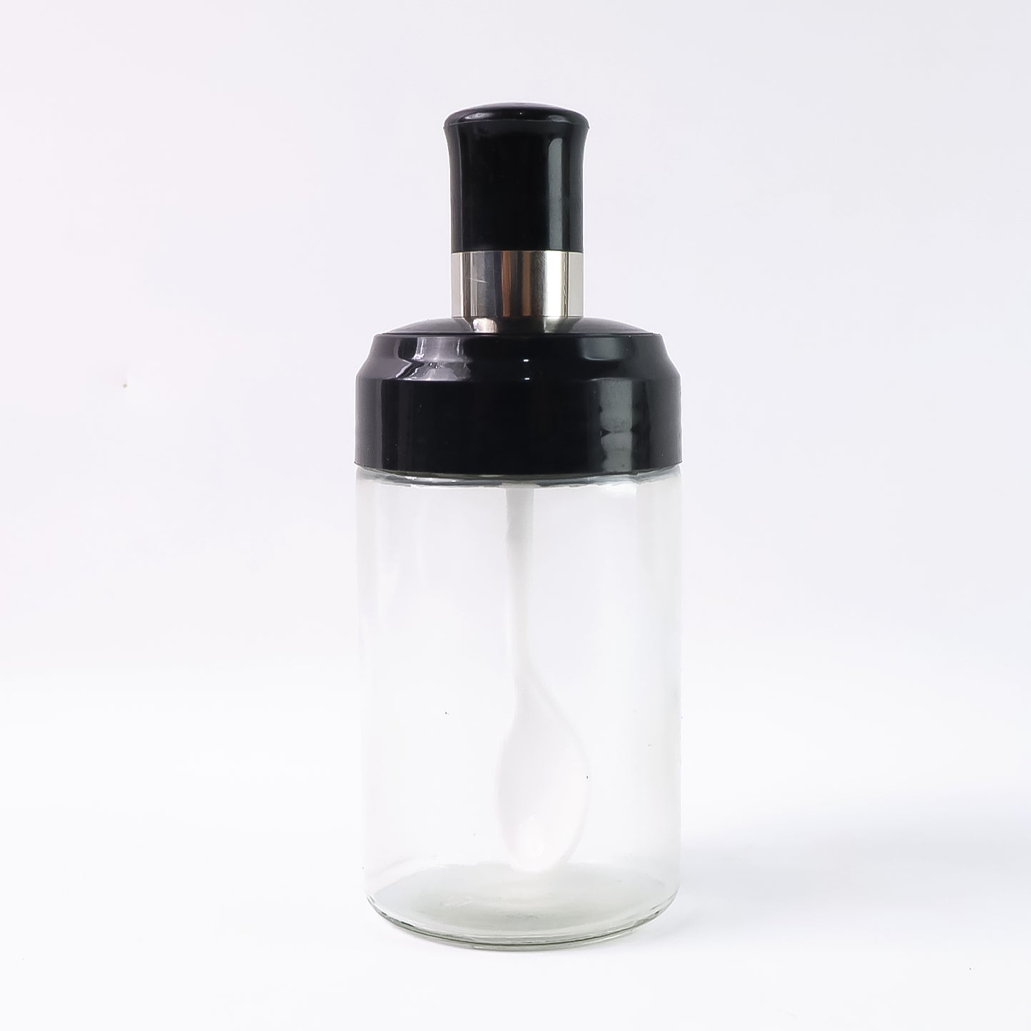Clear Glass Spice Jar With Integrated Spoon  Airtight Lid (250ml Approx) - Happy Price - Image 4