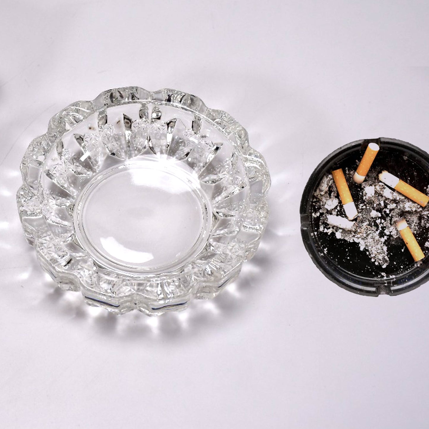 Paricutin Glass Crystal Quality Cigar Cigarette Ashtray Round Tabletop For Home Office Indoor Outdoor Home Decor - Happy Price - Image 3