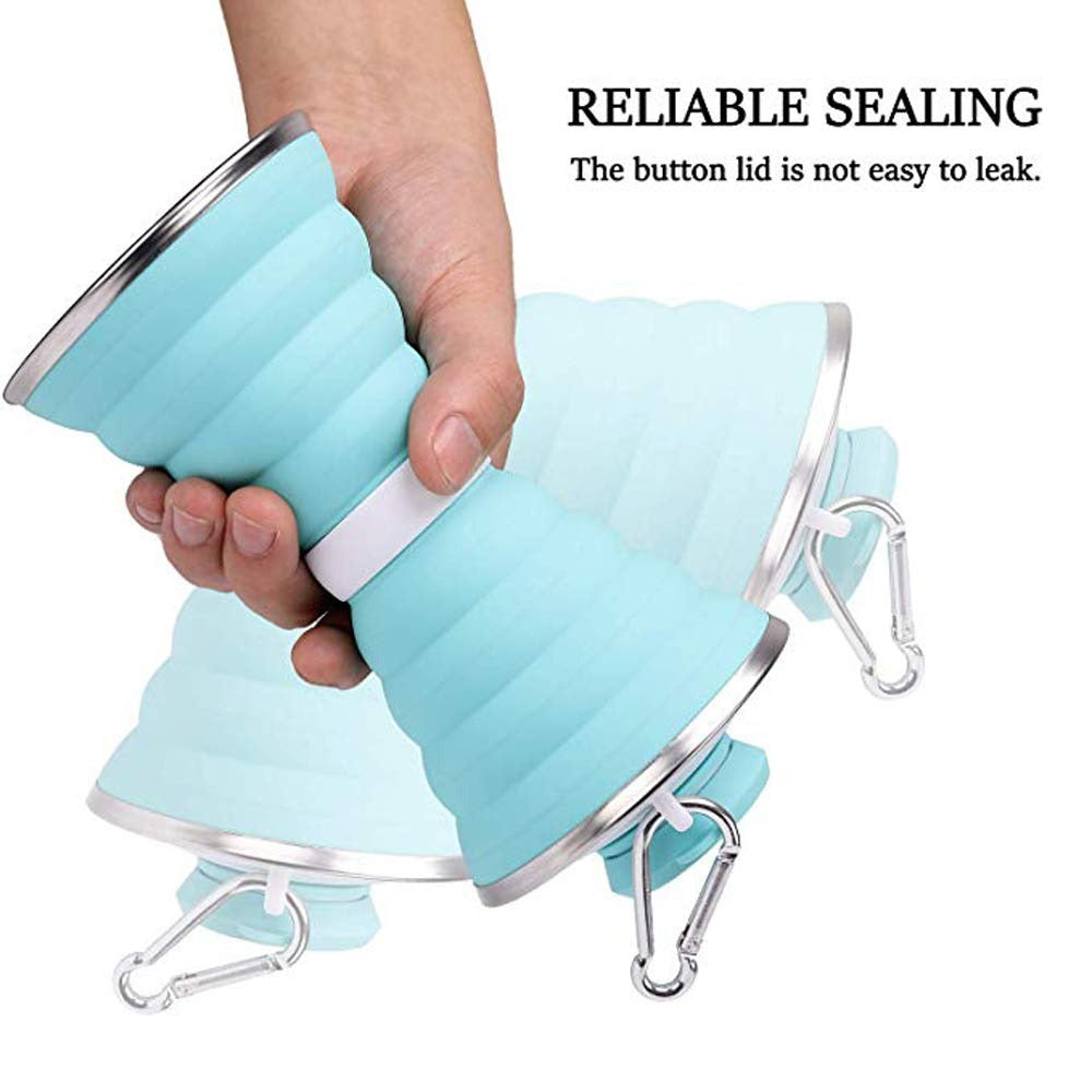 Silicone Traveling Water Bottle Bpa Free - Leak Proof Lightweight Collapsible - Small Folding Refillable And Space Saver For Camping Gym Sports Hiking Biking Yoga Outdoor - Happy Price - Image 3